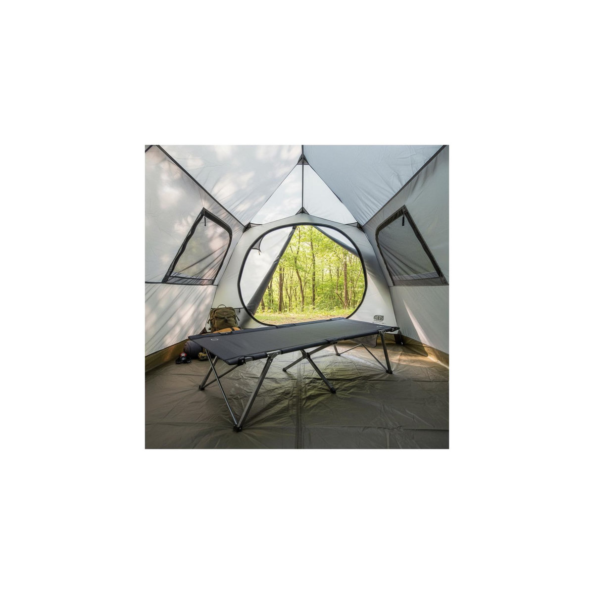 O'Camp Lit de camp pliable - O'camp - Avec housse de transport - Noir - Dimensions 207 x 75 x 50 cm