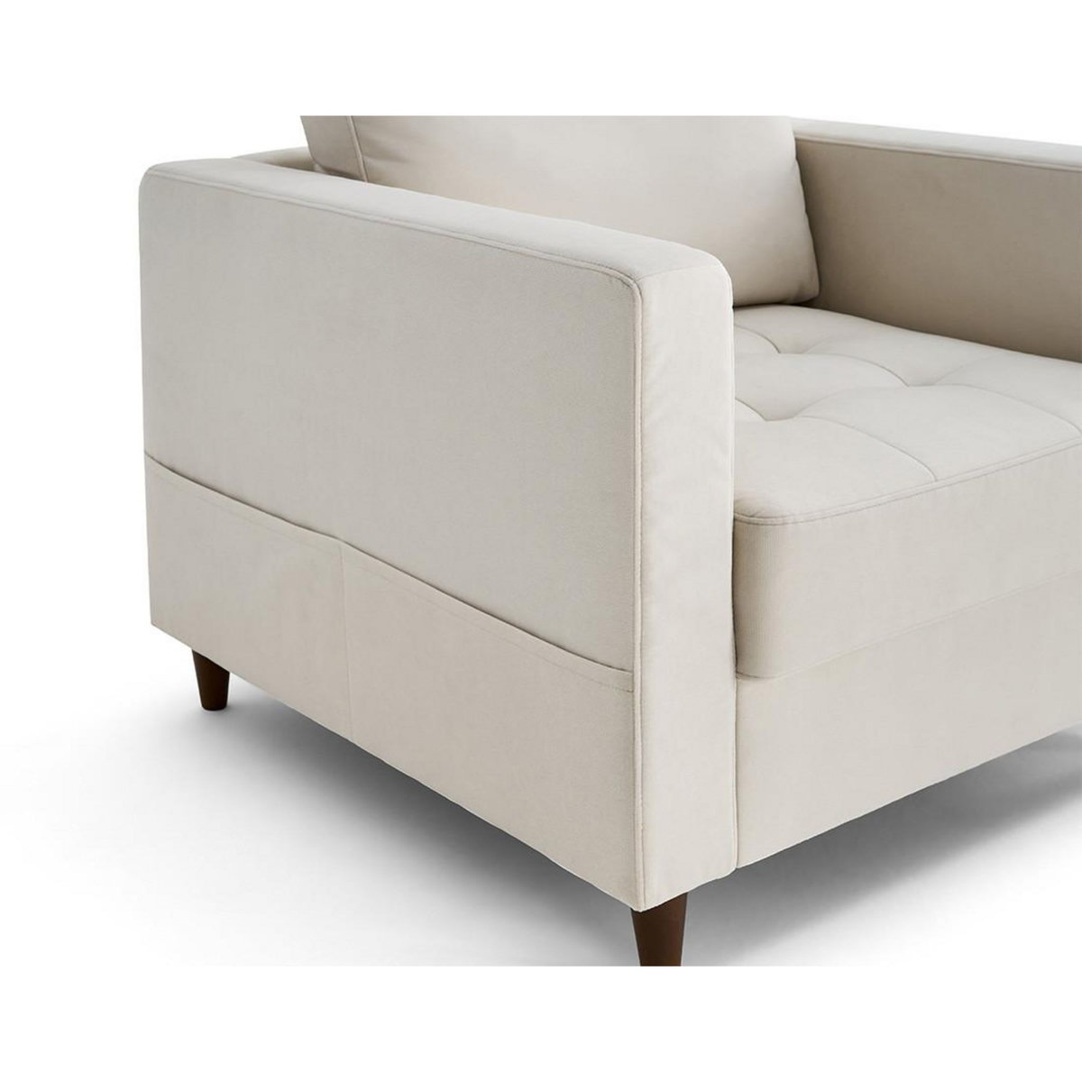 LISA DESIGN Anna - fauteuil avec poche en velours - pieds en bois