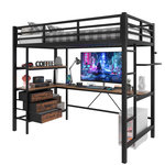 MERAX Lit mezzanine 90x200cm. Coloris disponibles : Noir, Blanc