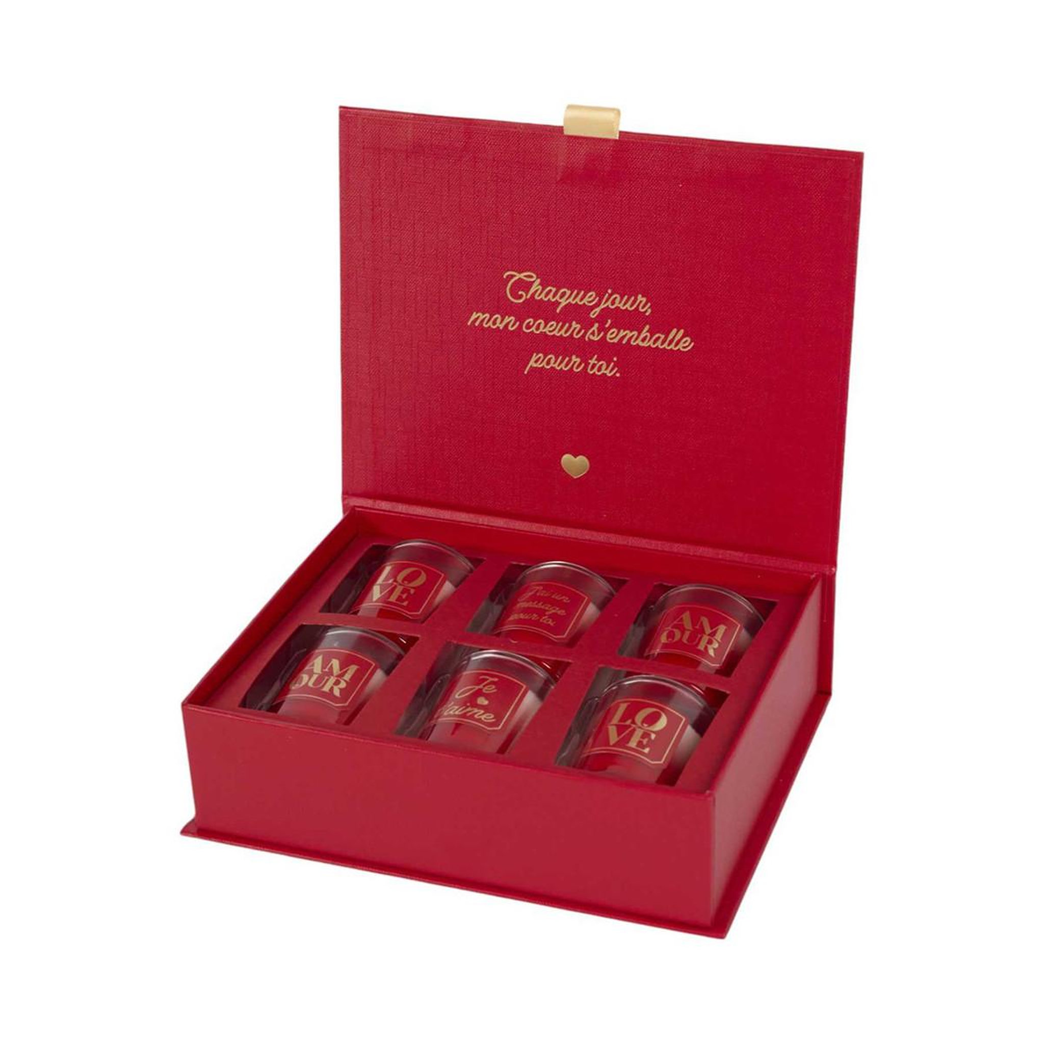 The concept Factory Coffret 6 Bougies Parfumées  Amour  30g Rouge
