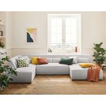 LISA DESIGN Onyx - canapé panoramique modulable d'angle gauche 7 places - en velours côtelé. Coloris disponibles : Gris, Bleu, Noir, Beige, Jaune, Orange, Vert