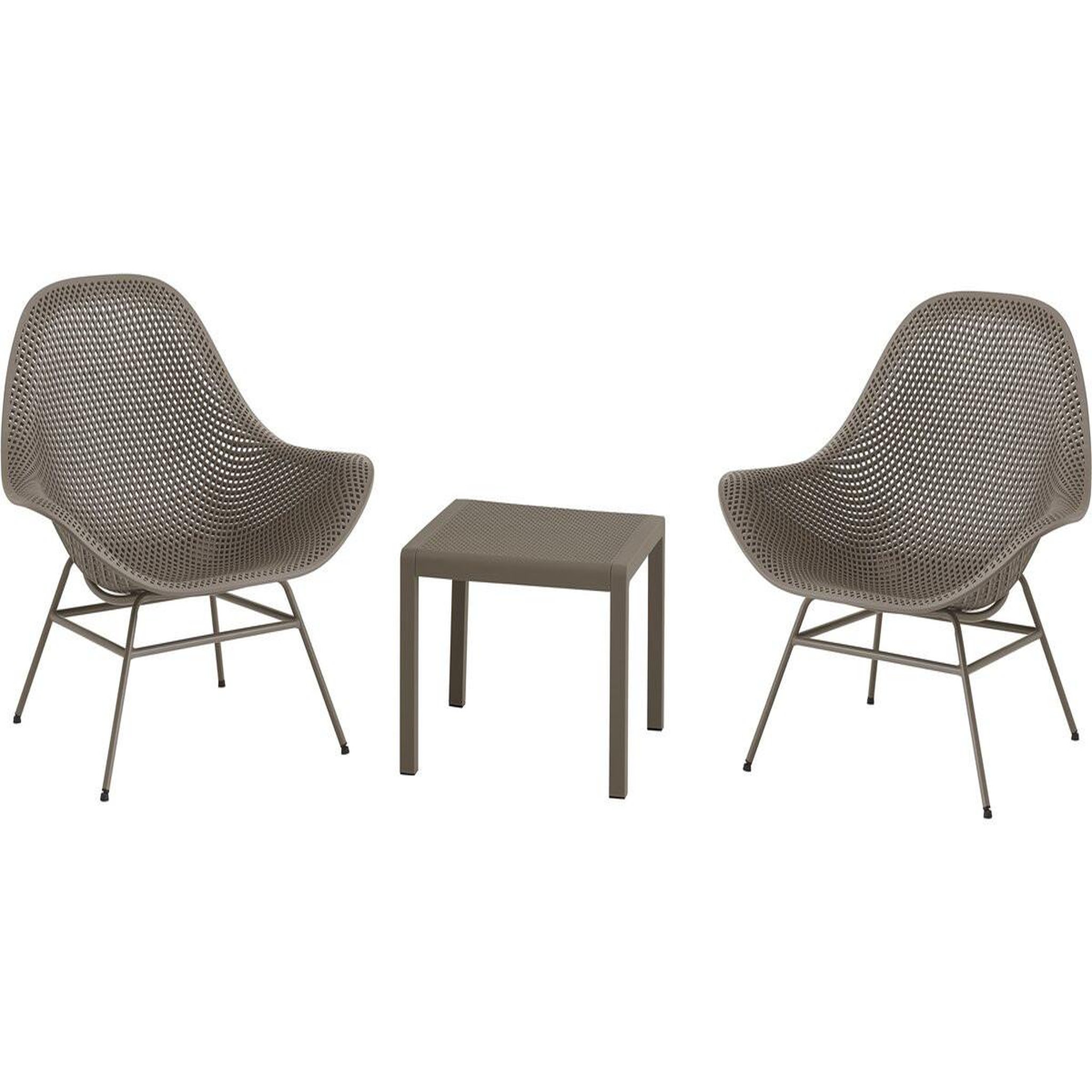 Habitat et Jardin Lot de 2 fauteuils de jardin avec table basse  soléna  - taupe