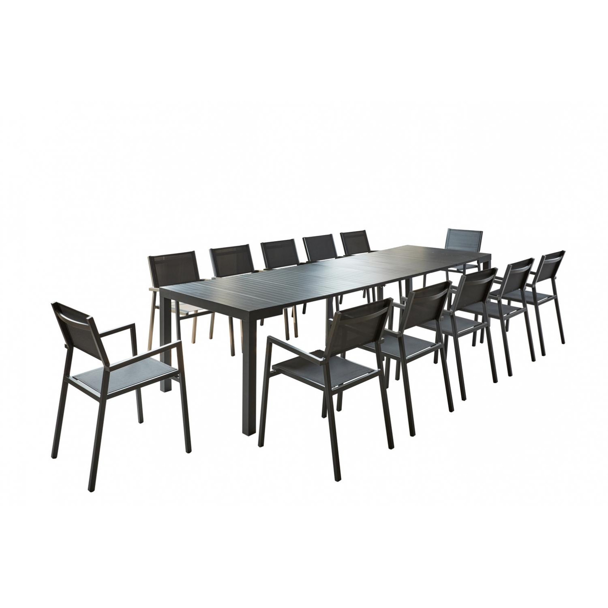 Voir la diapositive 1 : CONCEPT USINE Console extensible et 12 chaises en aluminium olhao