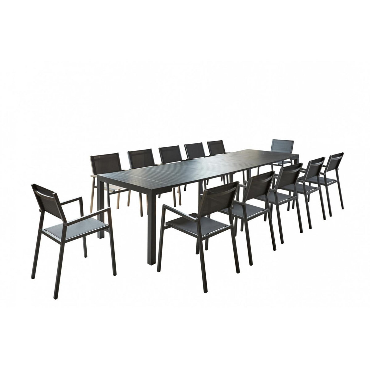 CONCEPT USINE Console extensible et 12 chaises en aluminium OLHAO