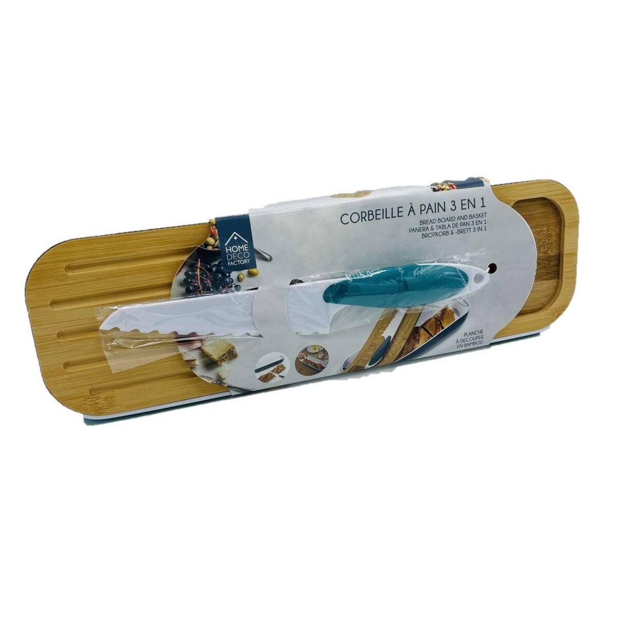 Saveur et dégustation Planche à pain avec corbeille et couteau - Bleu
