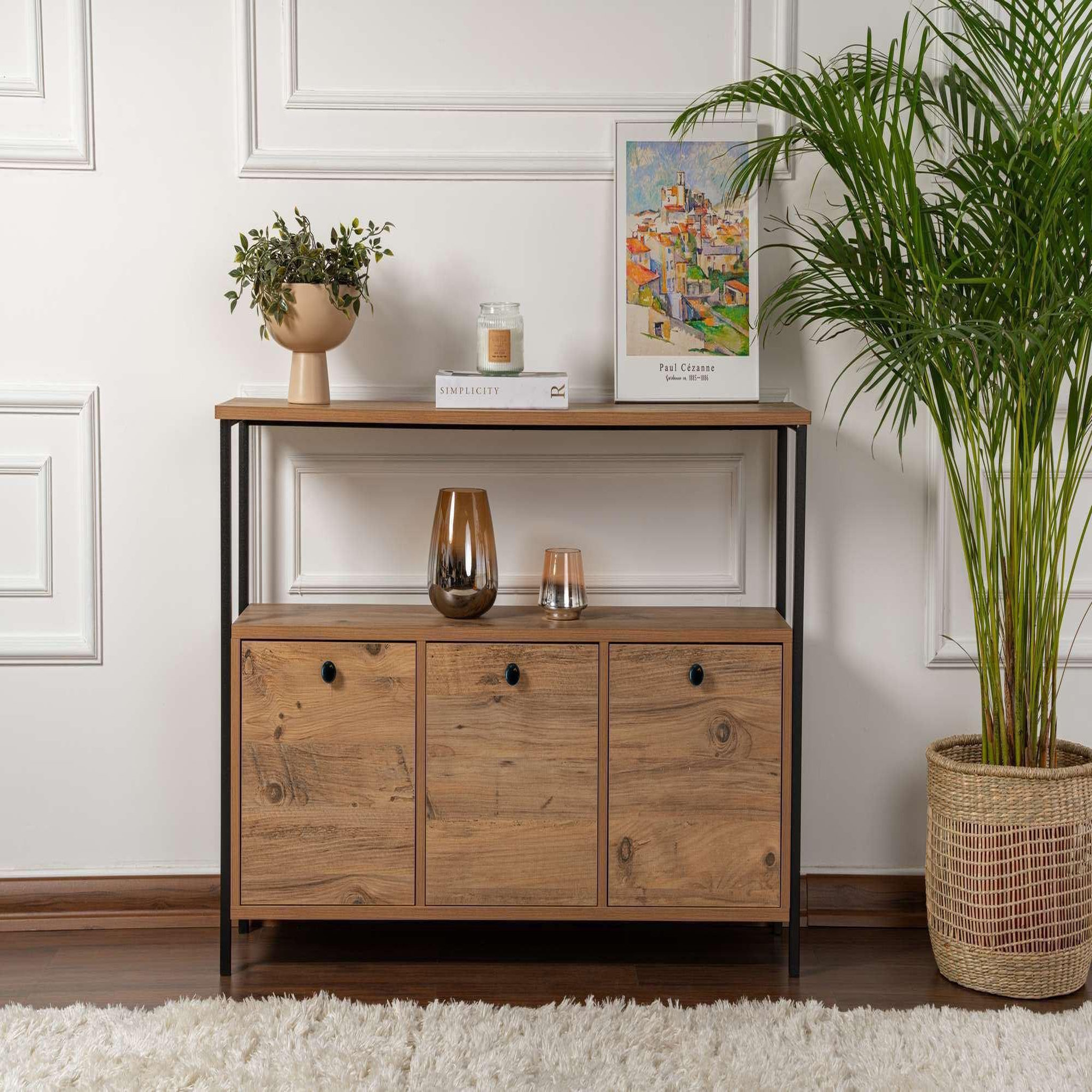 Voir la diapositive 2 : Habitat et Jardin Console en bois  solace  - 120 x 29 x 77 cm - pin atlantique noir