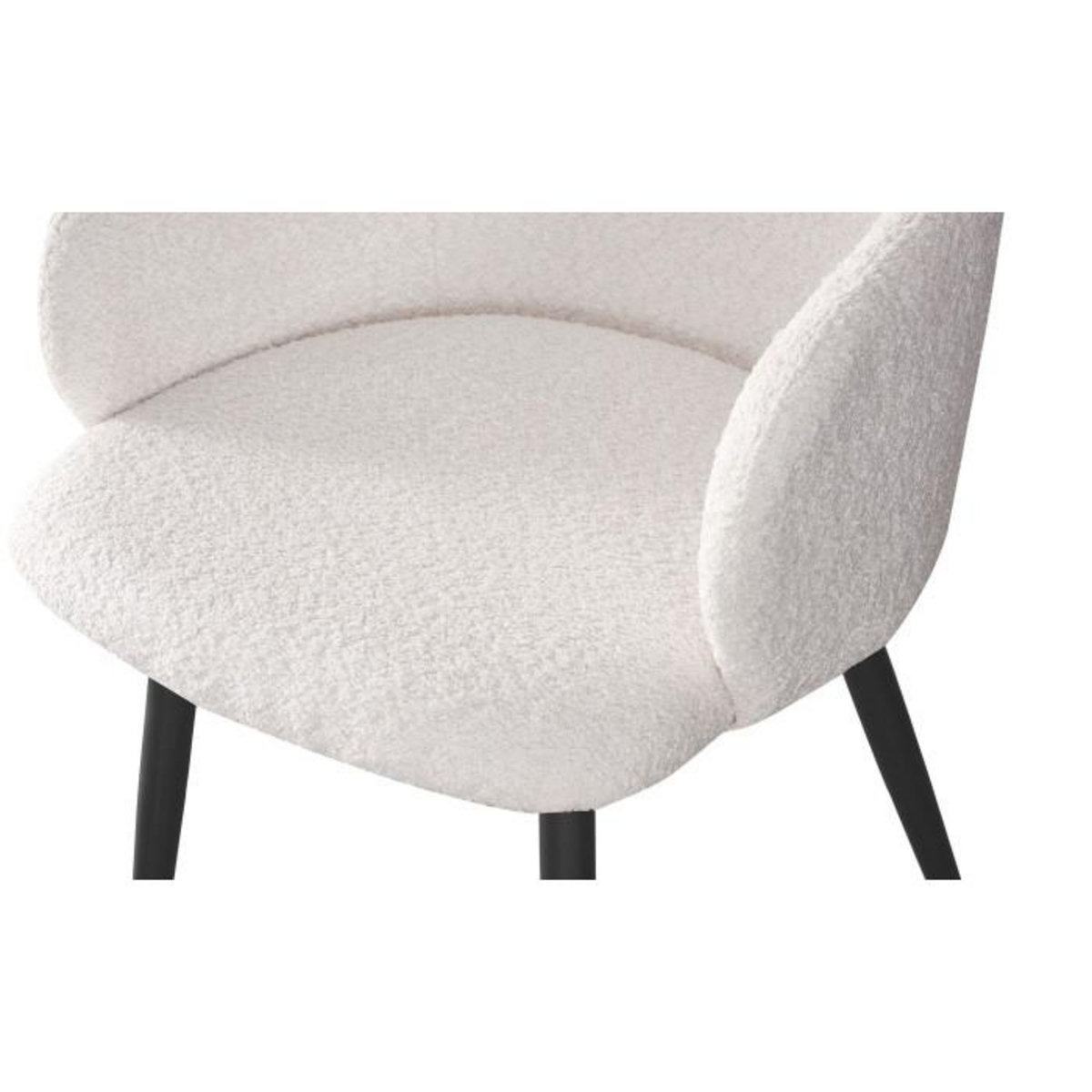 Paris Prix Lot de 8 Chaises Tissu Bouclette  Valeria  79cm Crème & Noir