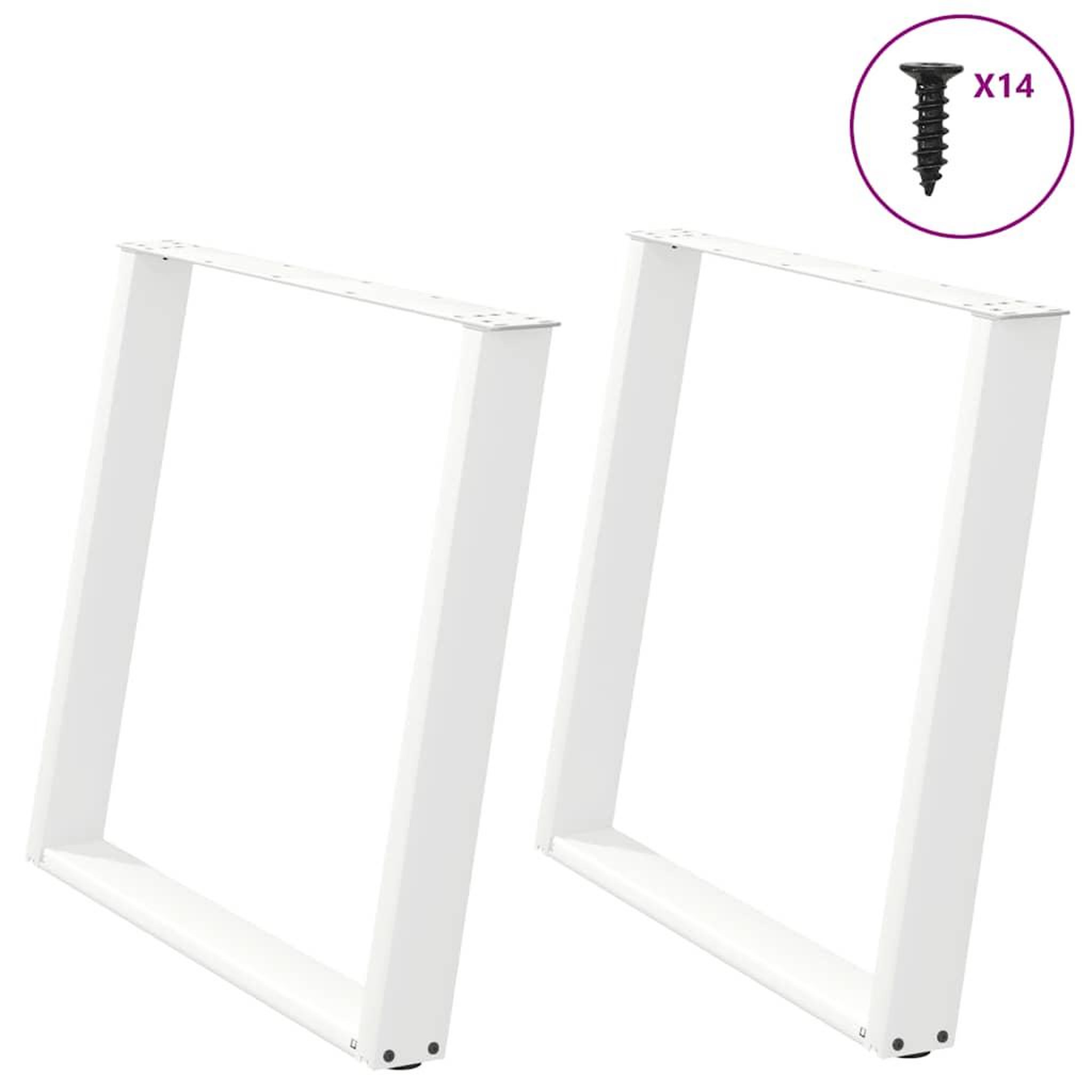 VIDAXL Pieds de table a manger forme de U 2 pcs blanc 100x(72-73) cm