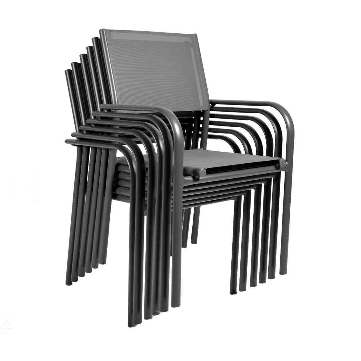 Lot 6 fauteuils de jardin empilable textilène LAGOON