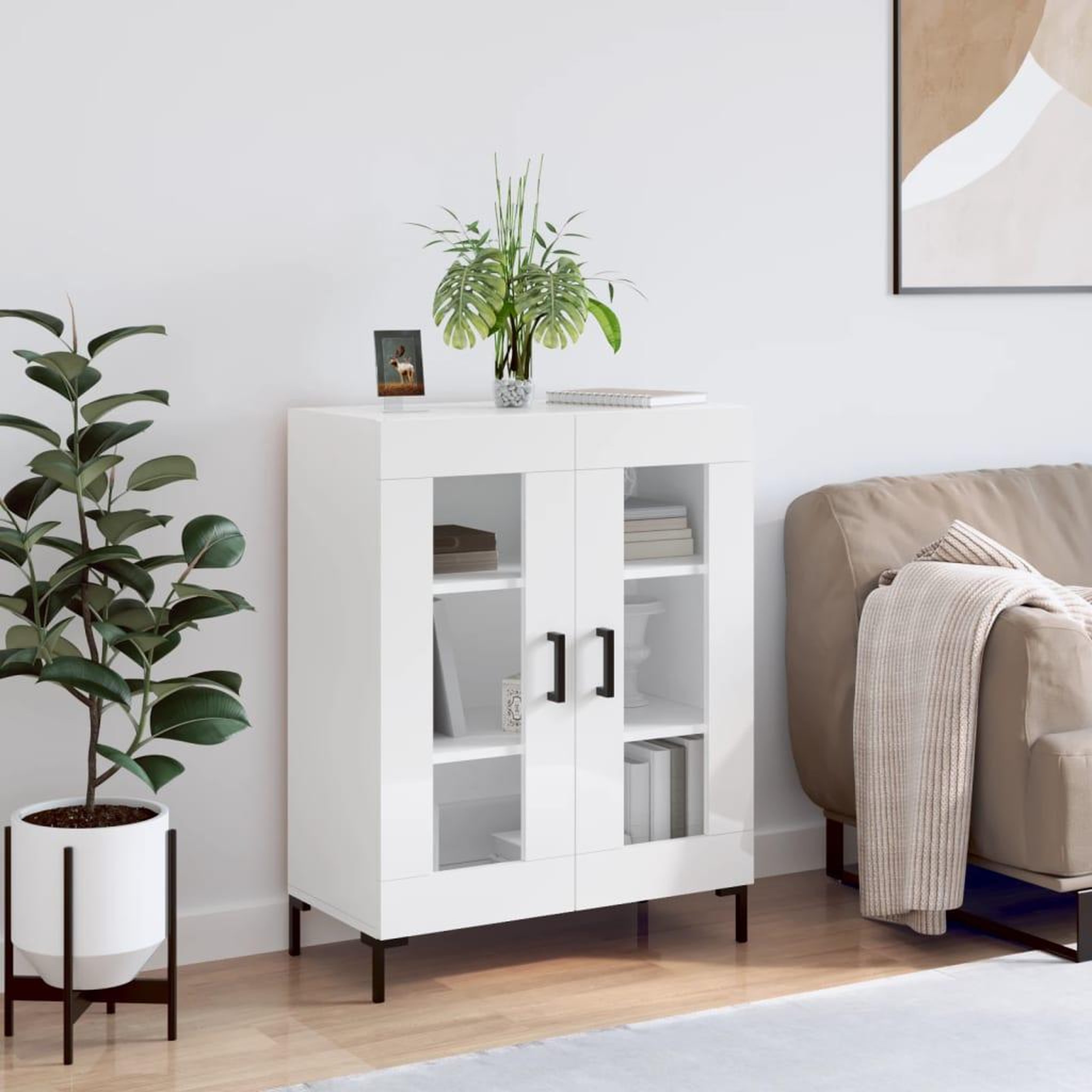 VIDAXL Buffet Blanc brillant 69,5x34x90 cm Bois d'ingenierie
