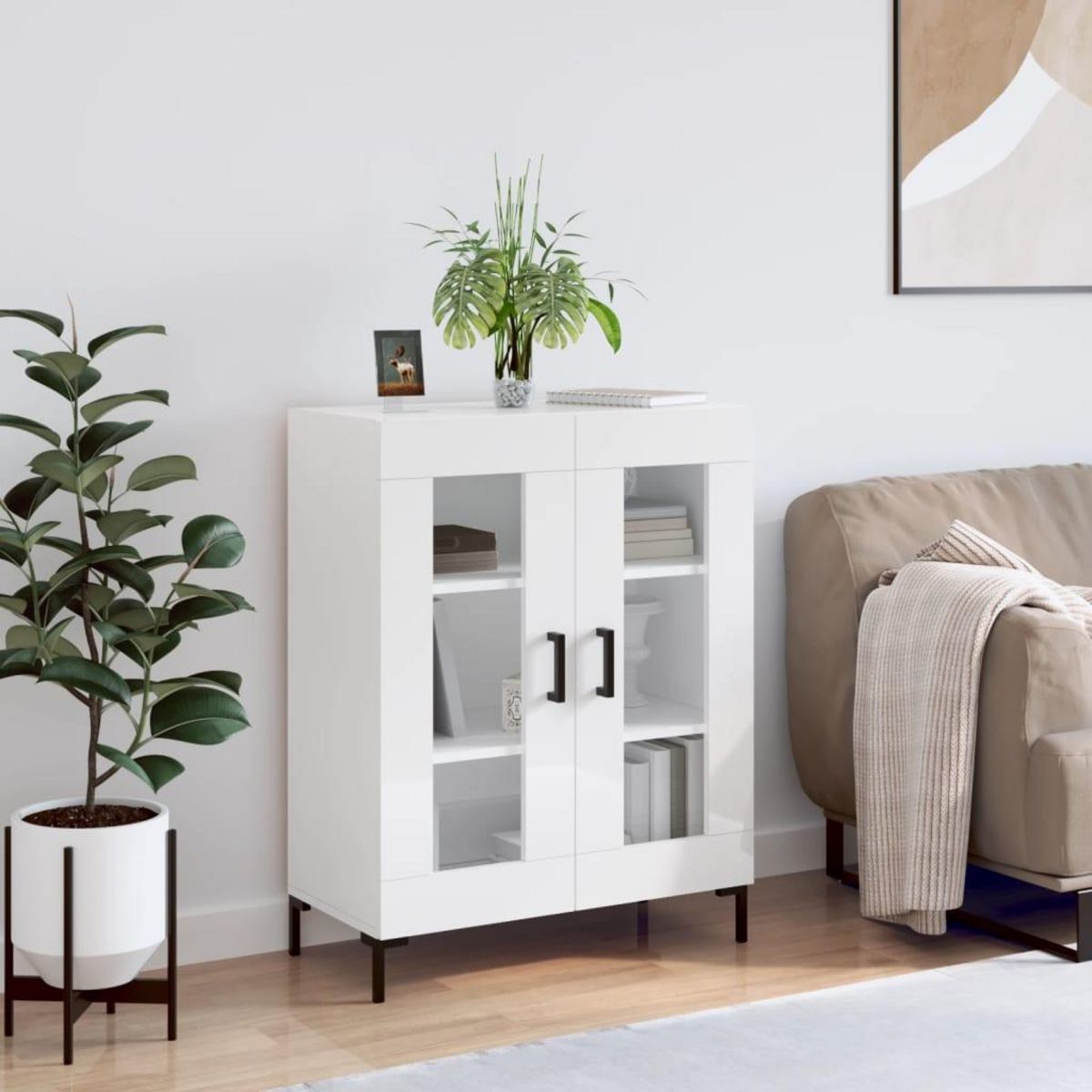 VIDAXL Buffet Blanc brillant 69,5x34x90 cm Bois d'ingenierie