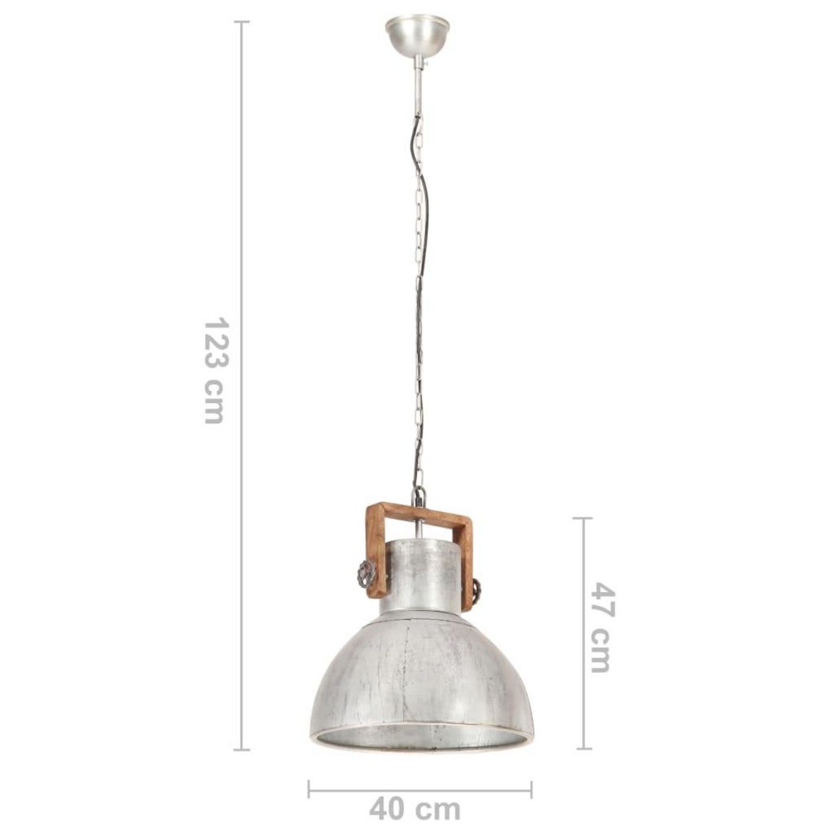 VIDAXL Lampe suspendue industrielle 25 W Argente Rond 40 cm E27
