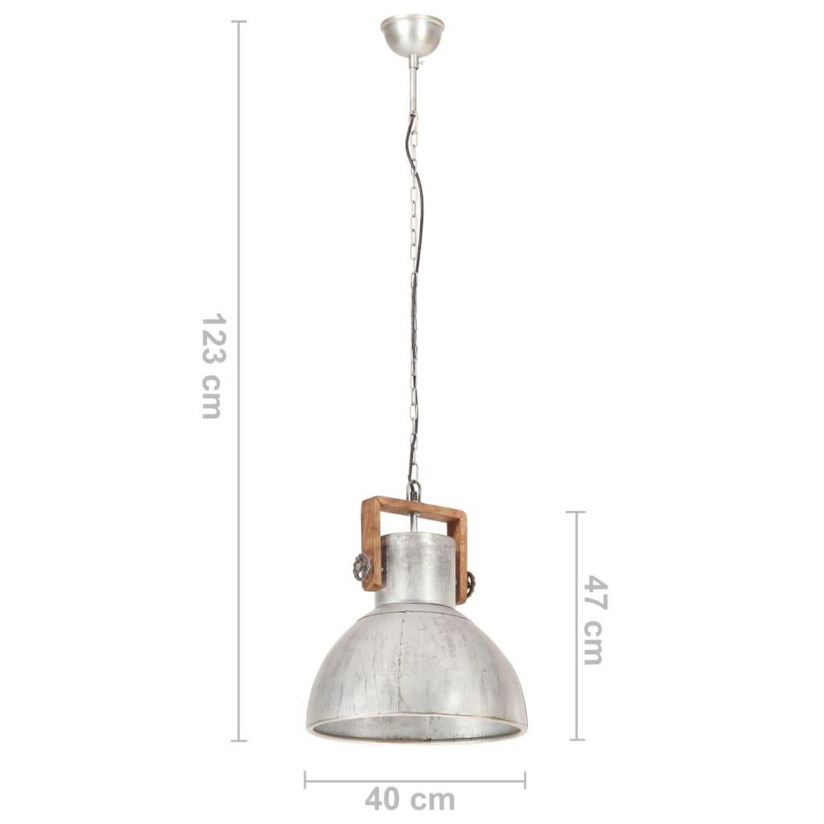VIDAXL Lampe suspendue industrielle 25 W Argente Rond 40 cm E27