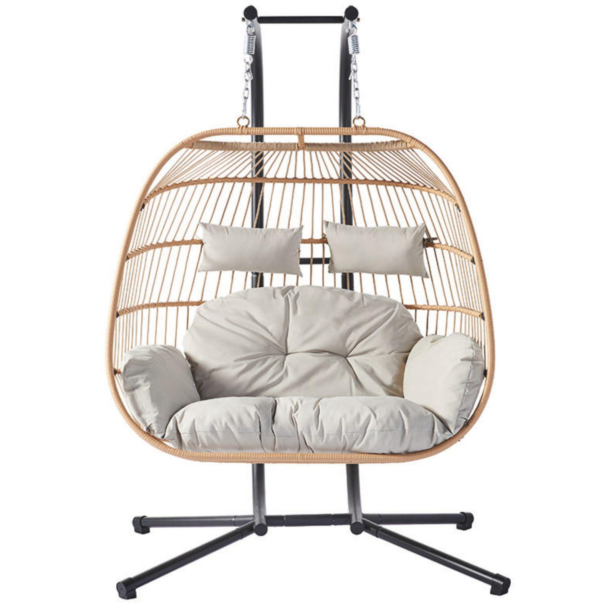 CONCEPT USINE Fauteuil suspendu 2 places effet rotin faro