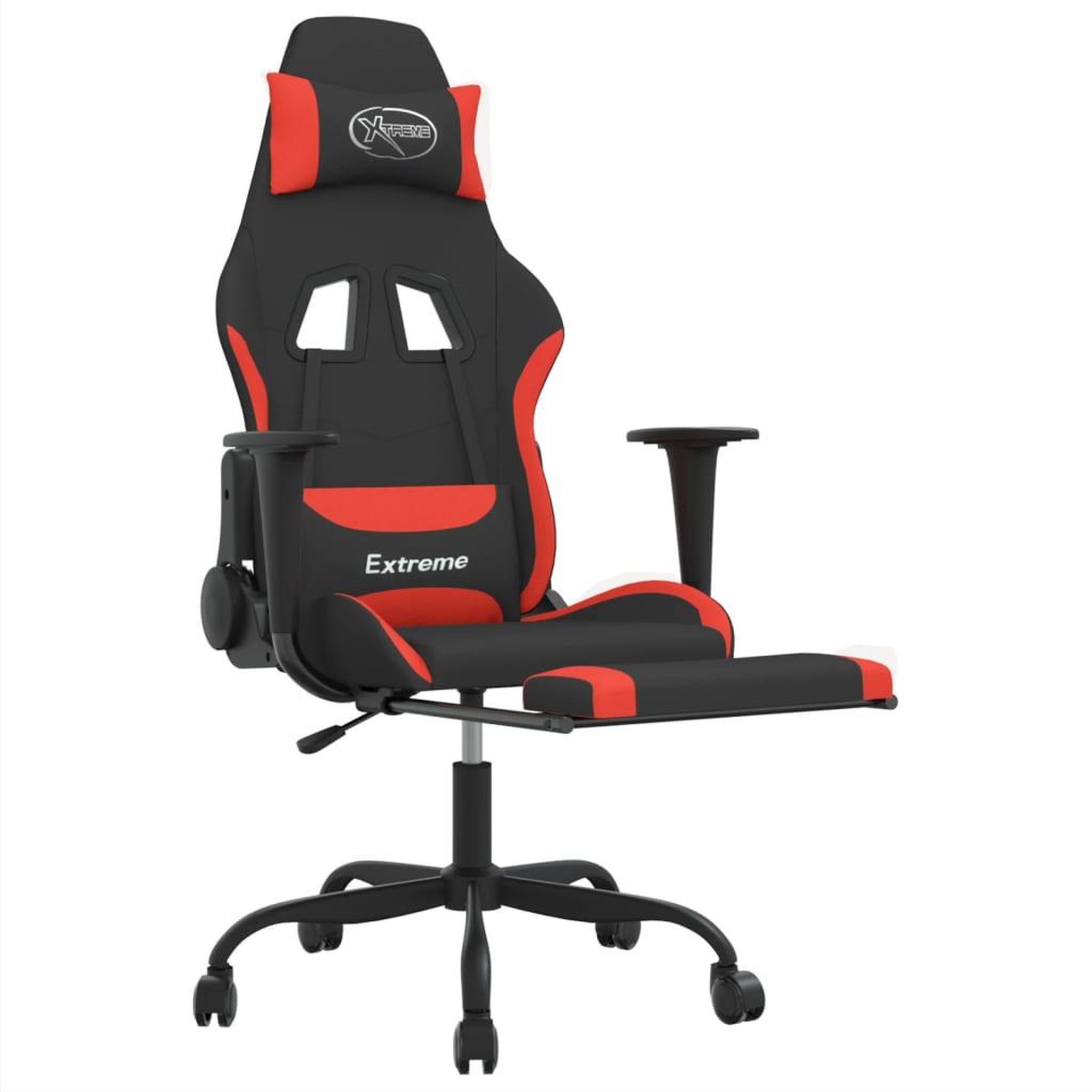 Voir la diapositive 4 : VIDAXL Chaise de jeu de massage avec repose-pied Noir et rouge Tissu