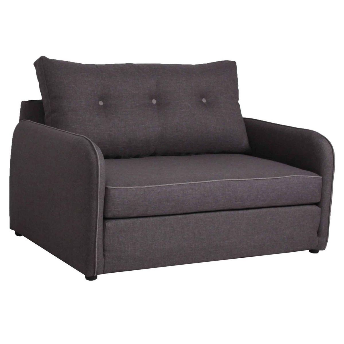 Canapé droit convertible déplimousse 2 places tissu gris anthracite VINYL