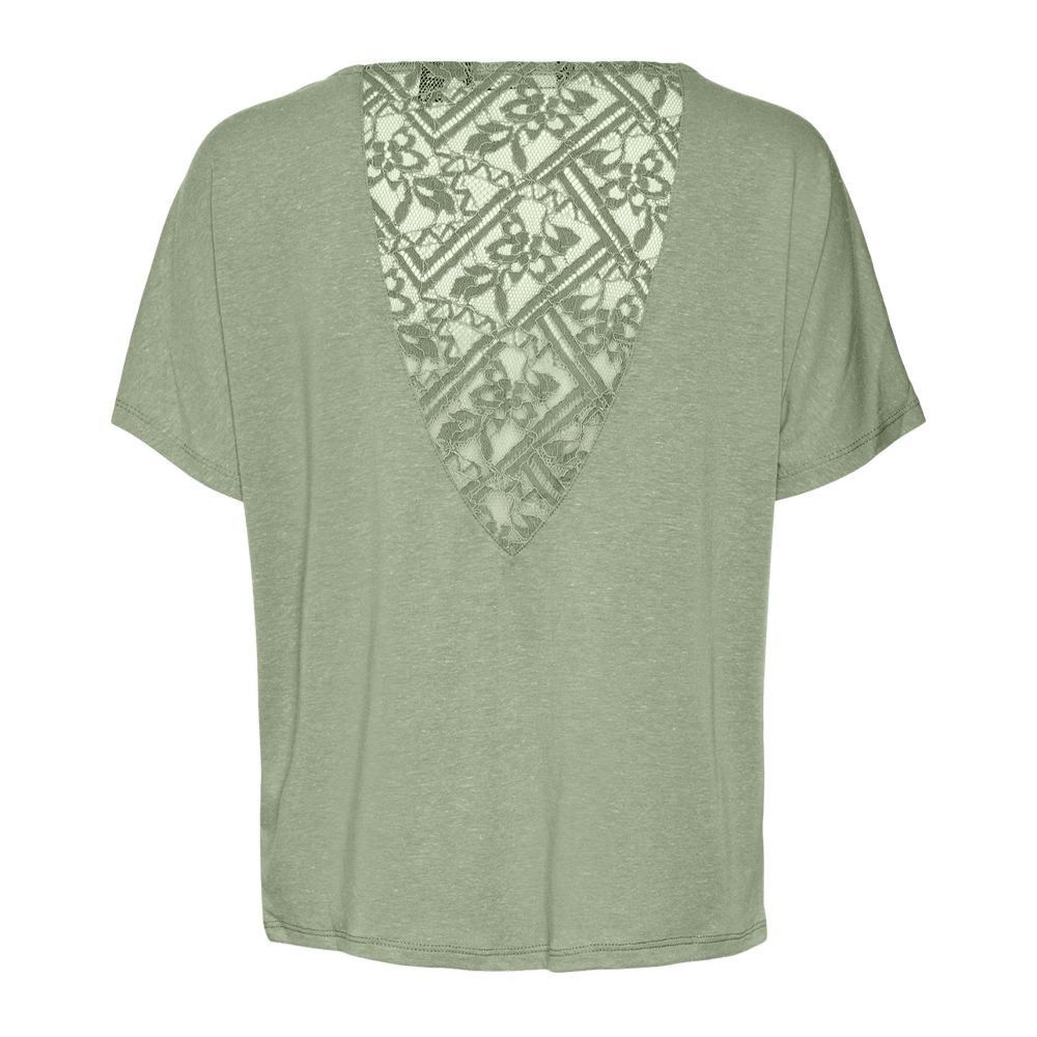 Voir la diapositive 2 : Vero Moda T-shirt Vert Dentelle Femme Vero Moda Marijune