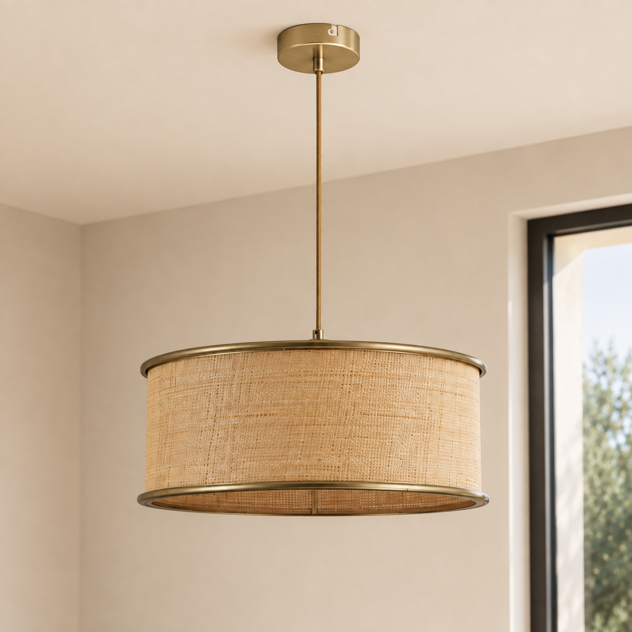 Voir la diapositive 2 : MAISON PAVANE Suspension en fibre naturelle D47 cm-Bob