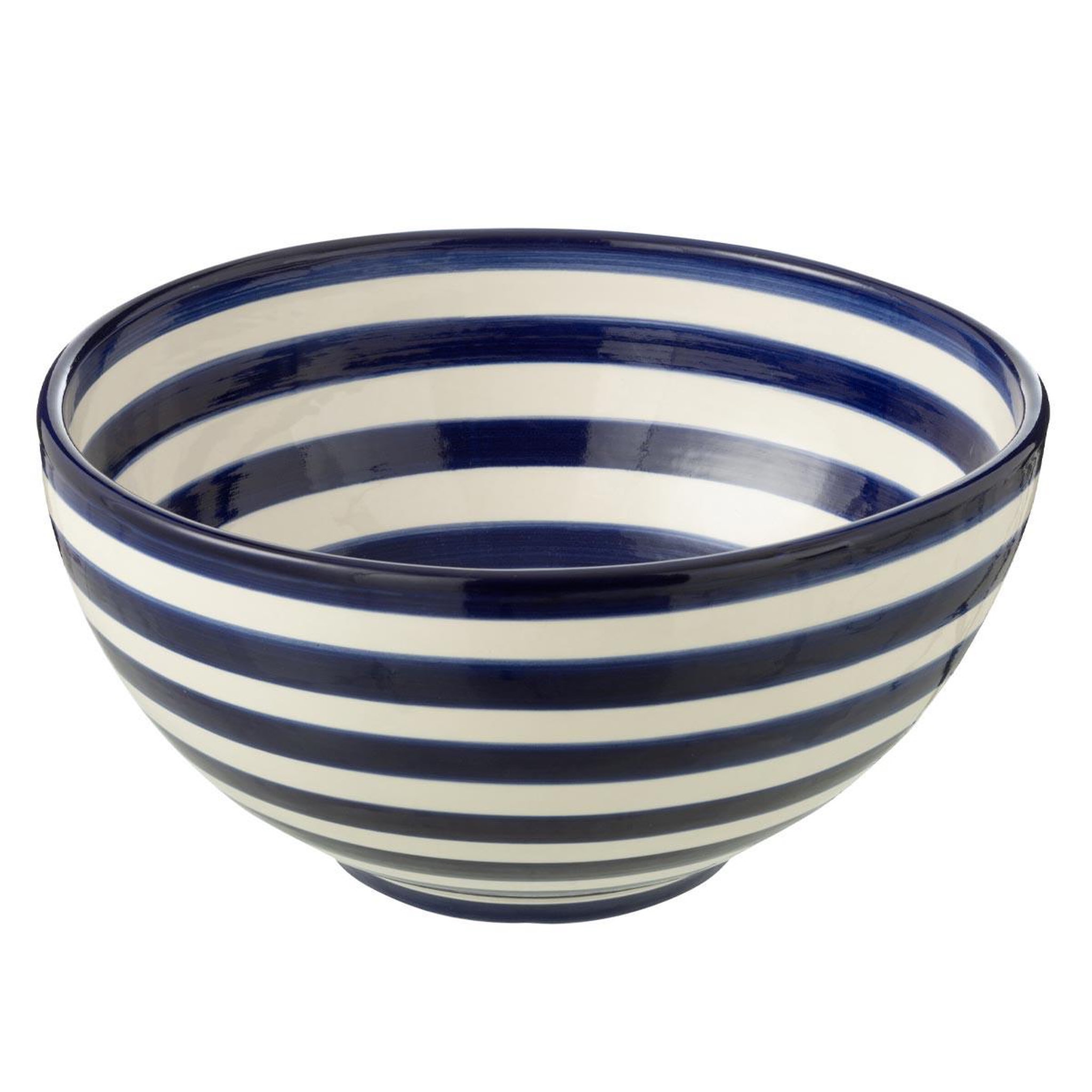 J-LINE Saladier en céramique  granada rayure  28cm bleu cobalt