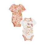 Petit Béguin Lot de 2 bodies bébé manches courtes Mindanao. Coloris disponibles : Rose