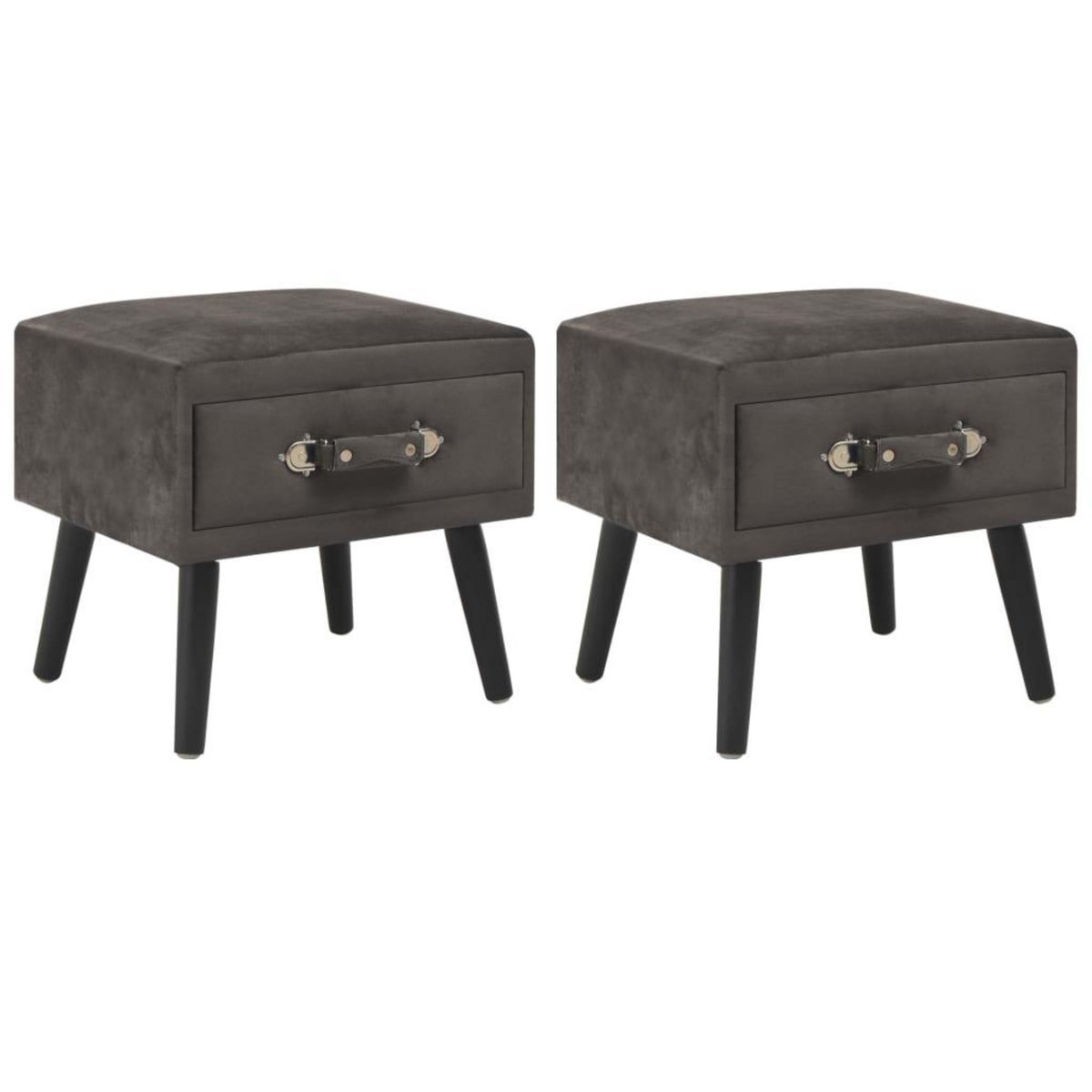 VIDAXL Tables de chevet 2 pcs Gris 40x35x40 cm Velours