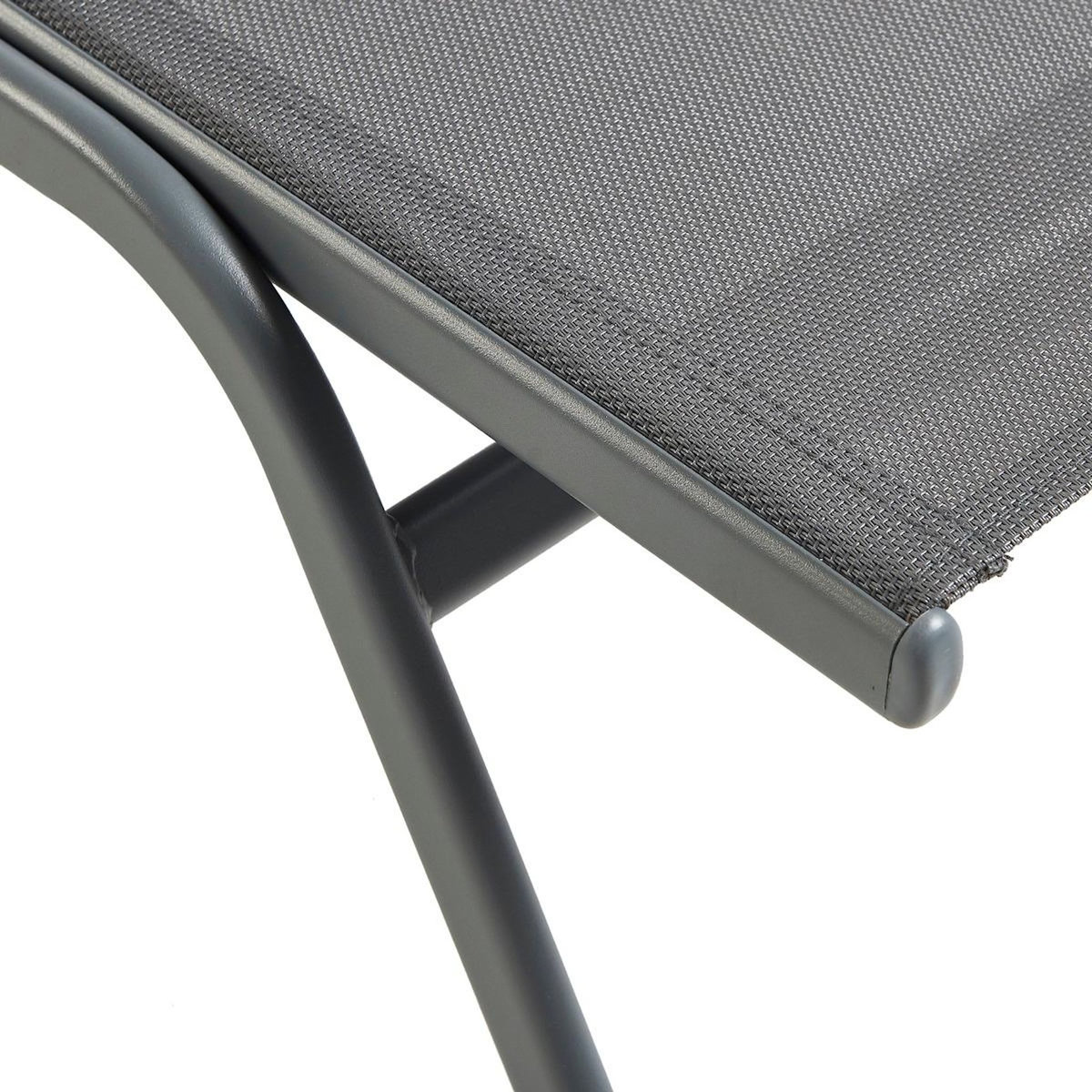 GARDEN STAR Bain de soleil multi-positions - Textilène et acier -  gris 