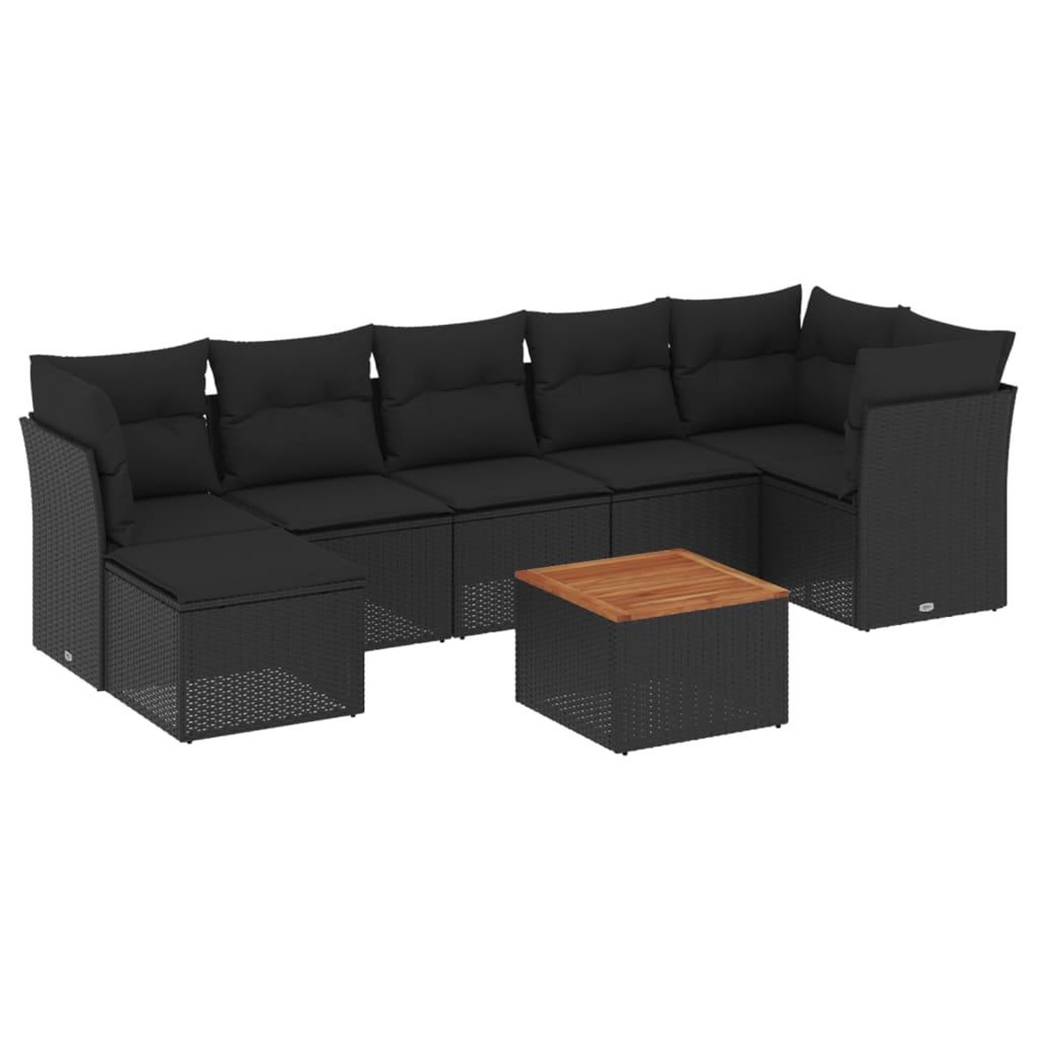 Voir la diapositive 2 : VIDAXL Salon de jardin 8 pcs avec coussins noir resine tressee