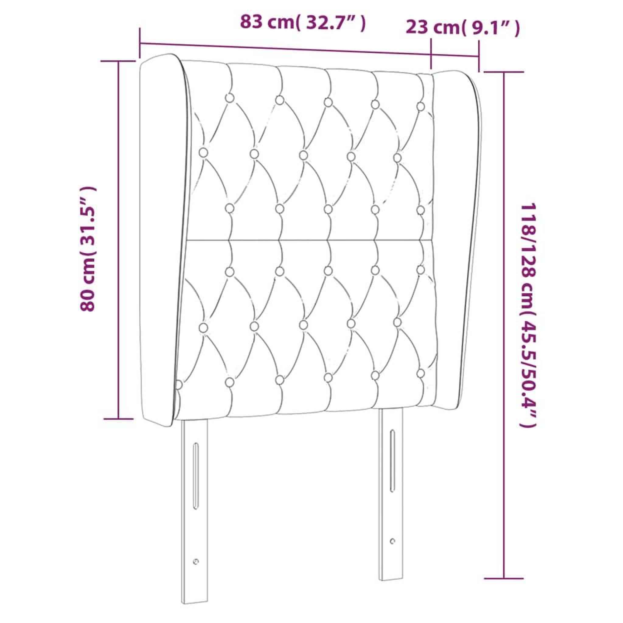 Voir la diapositive 6 : VIDAXL Tete de lit avec oreilles Noir 83x23x118/128 cm Tissu