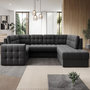 Voir la diapositive 4 : BEST MOBILIER Nappa - canapé panoramique d'angle gauche 7 places convertible avec coffre en velours