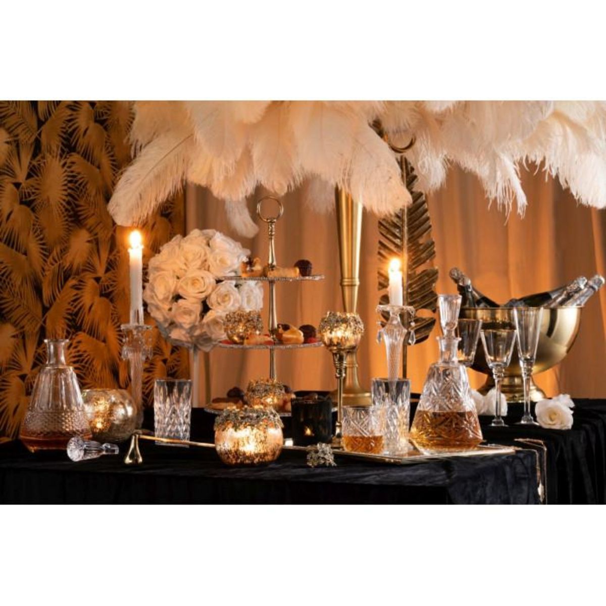 Paris Prix Bougeoir en Verre  Perles  24cm Transparent