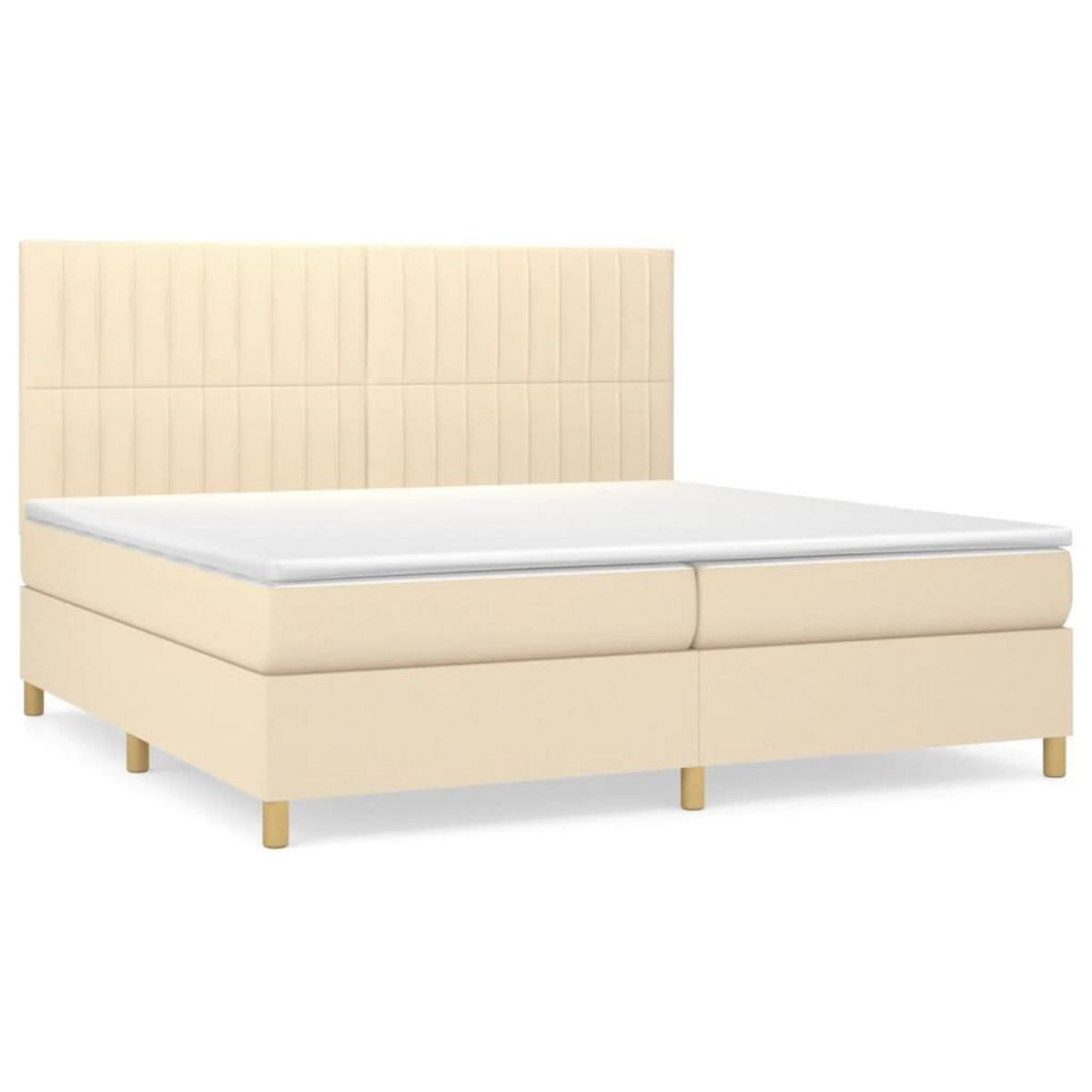 VIDAXL Sommier a lattes de lit avec matelas Creme 200x200 cm Tissu