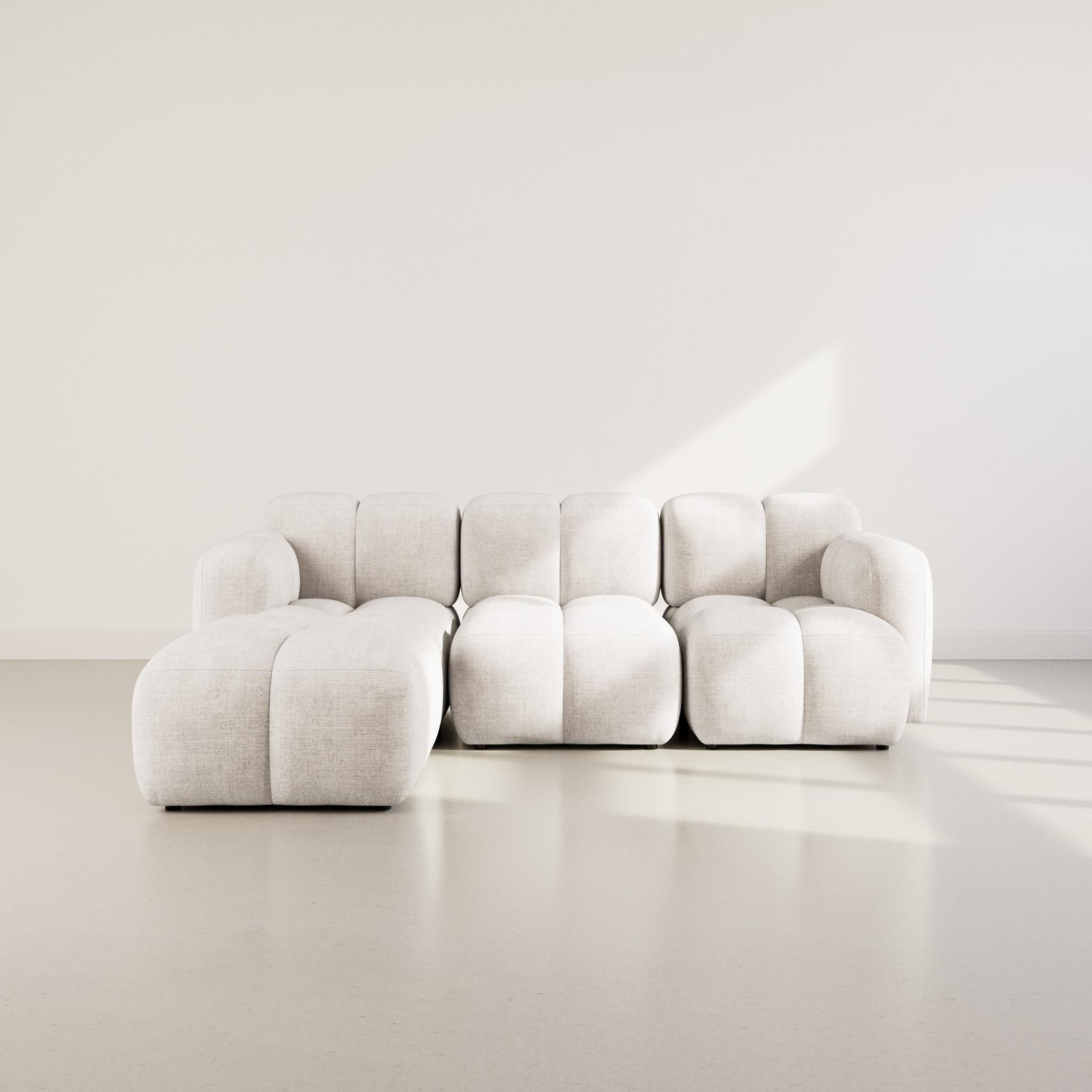 Voir la diapositive 2 : BEST MOBILIER Grace - canapé modulable d'angle réversible 4 places en velours texturé