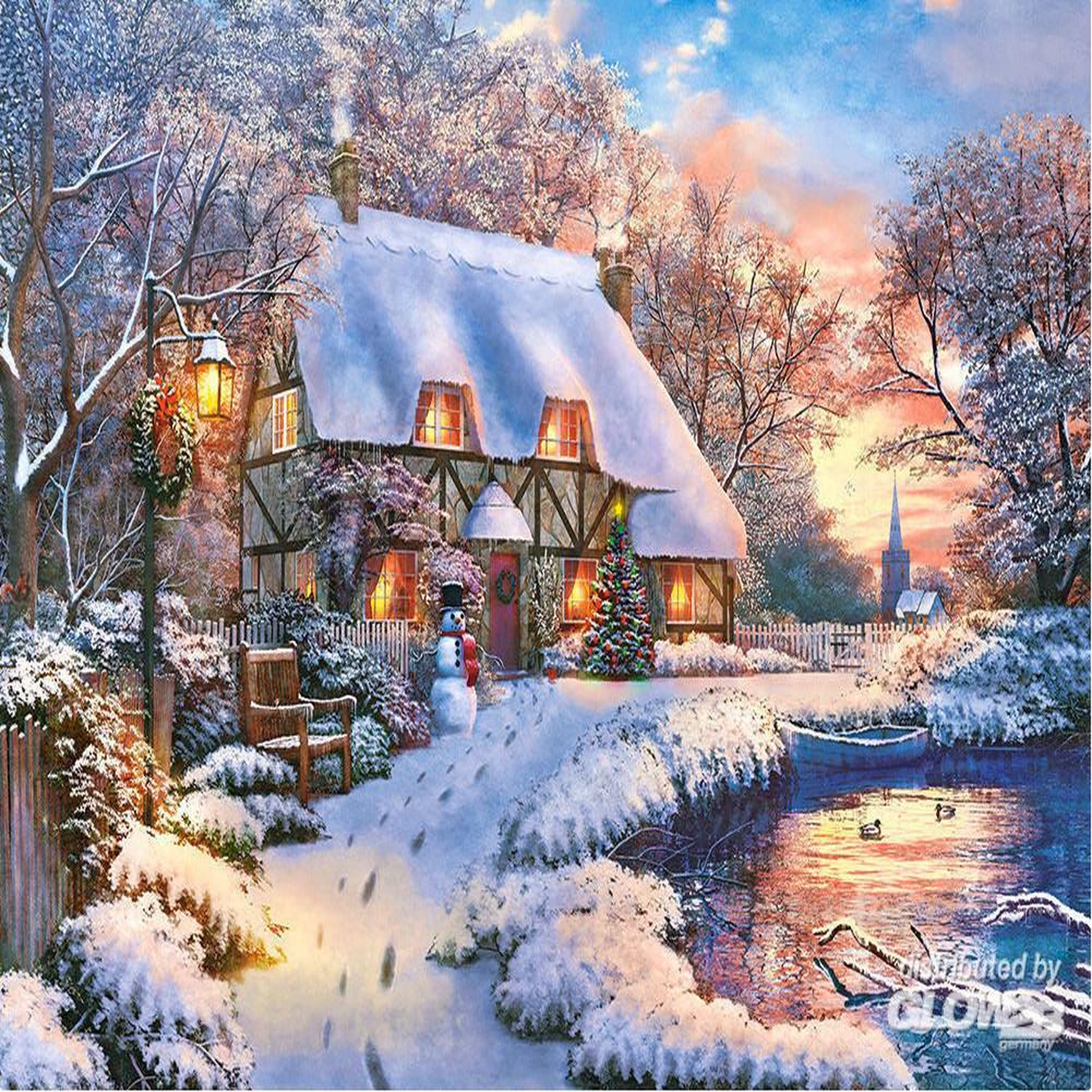 Voir la diapositive 4 : Castorland Puzzle 500 pièces : Cottage en hiver