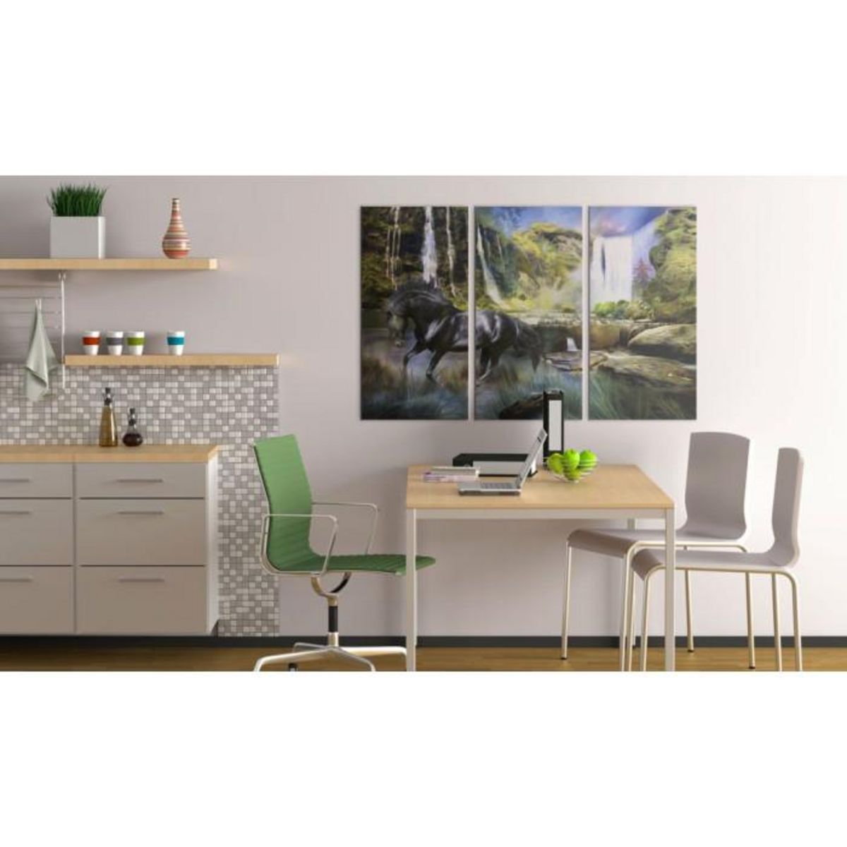 Paris Prix Tableau Imprimé  Cheval sur Fond de Cascade Bleue