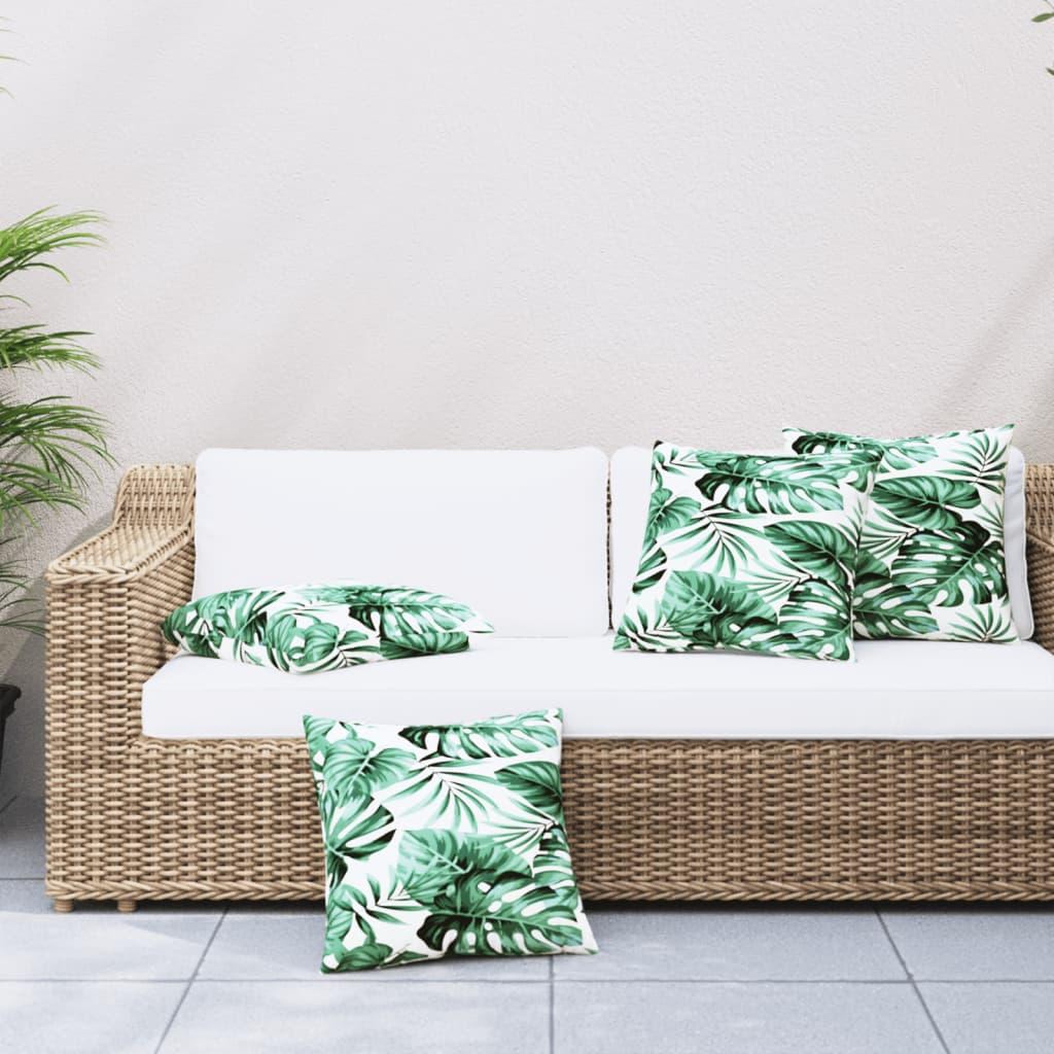 VIDAXL Coussins de canape lot de 4 motif de feuilles 50x50 cm tissu