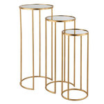 Paris Prix Lot de 3 Tables Gigognes  Léo Miroir  80cm Or