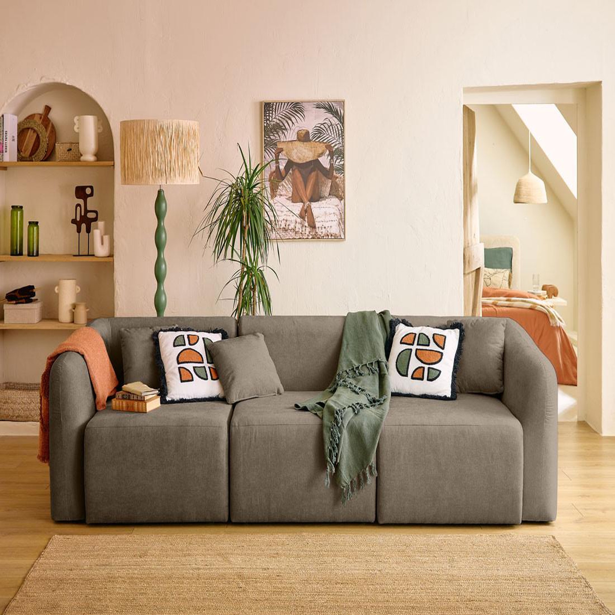 Voir la diapositive 2 : LISA DESIGN Ikare - module d'assise d'angle gauche - en tissu