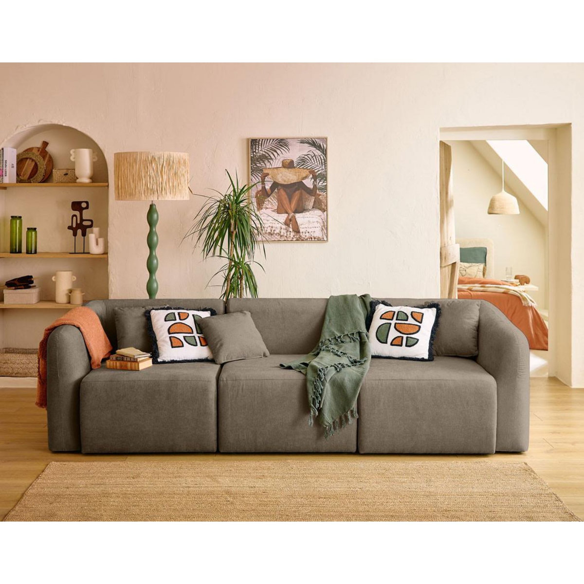 LISA DESIGN Ikare - module d'assise d'angle gauche - en tissu