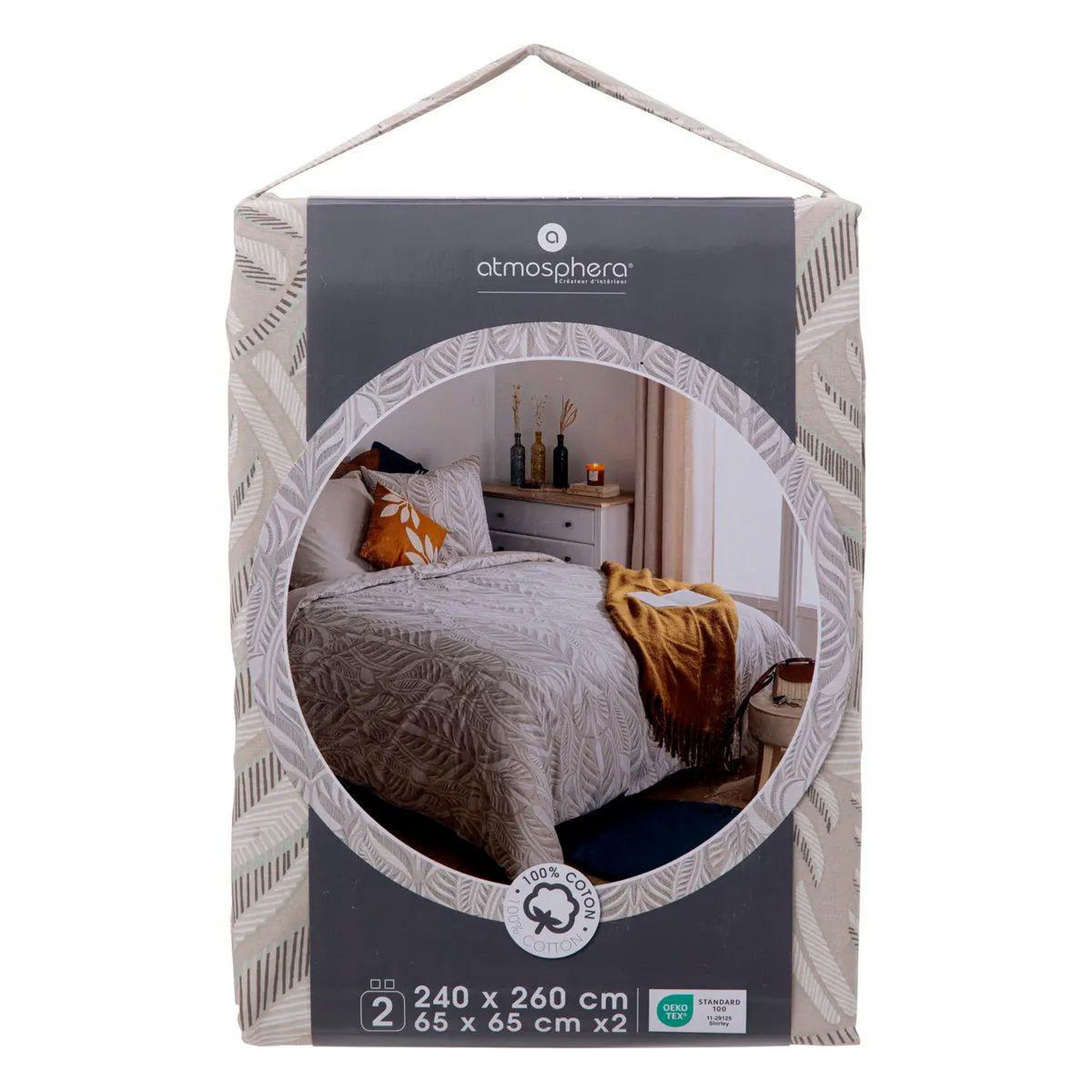 Voir la diapositive 6 : ATMOSPHERA Parure de lit imprimée  nalh  260x240cm beige