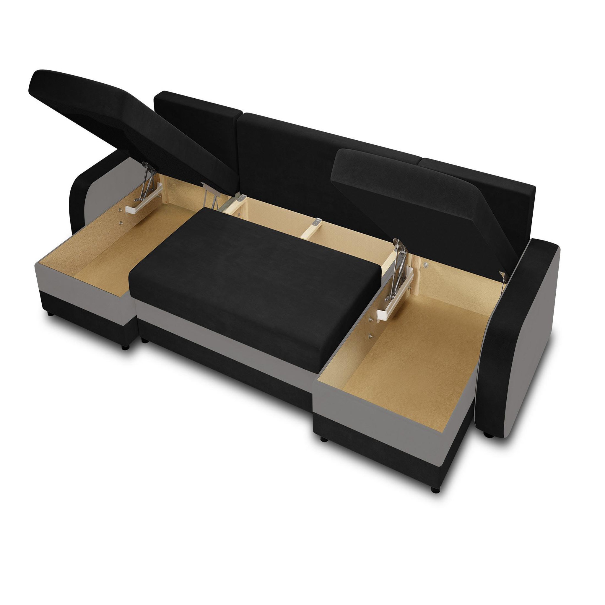 Voir la diapositive 3 : BEST MOBILIER Valos - canapé panoramique en u - 7 places - convertible avec coffre - en velours