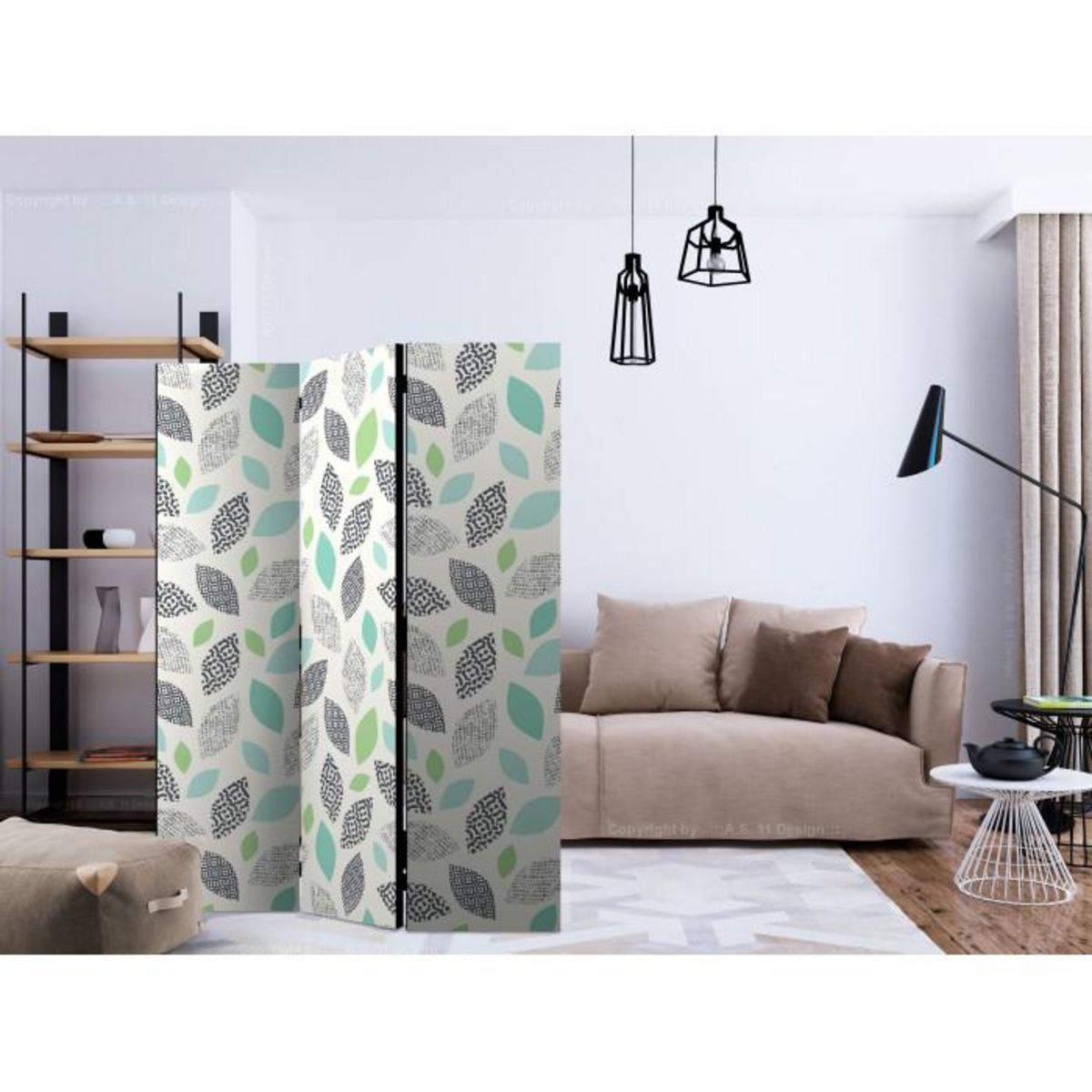 Paris Prix Paravent 3 Volets  Patterned Leaves  135x172cm