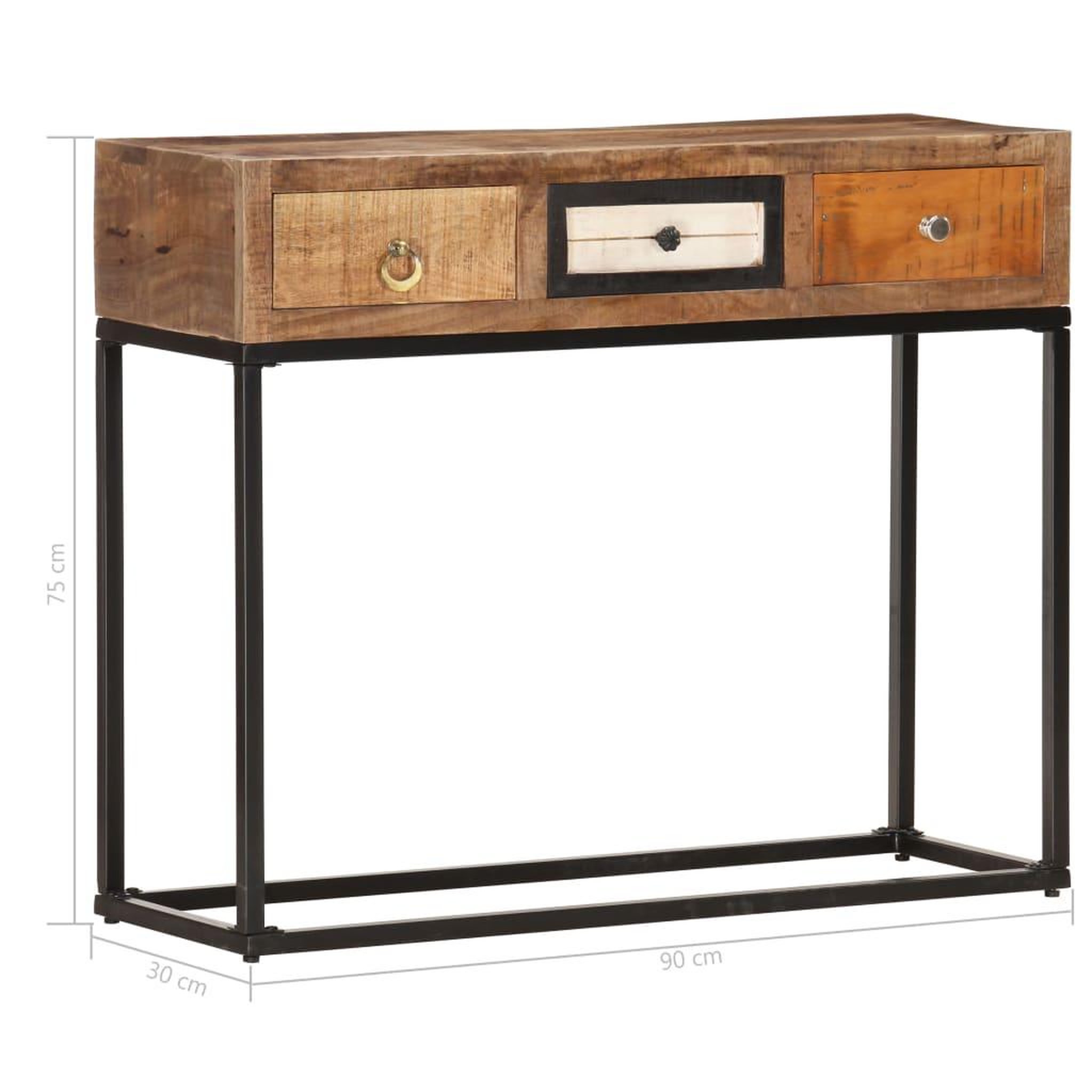 Voir la diapositive 6 : VIDAXL Table console dore 90x30x75 cm bois de recuperation massif