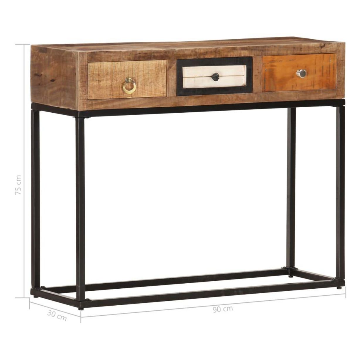 VIDAXL Table console Dore 90x30x75 cm Bois de recuperation massif