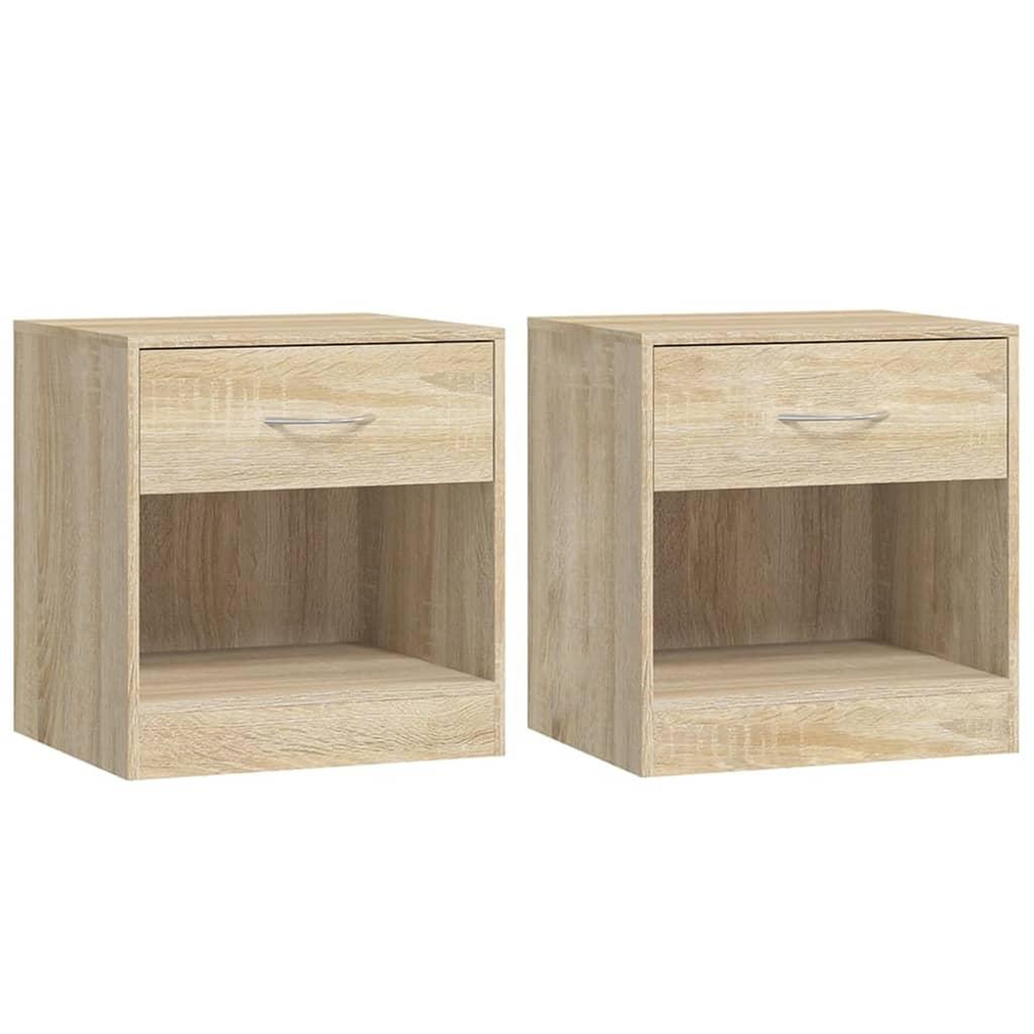 Voir la diapositive 2 : VIDAXL Table de chevet 2 pcs avec tiroir Couleur de chene