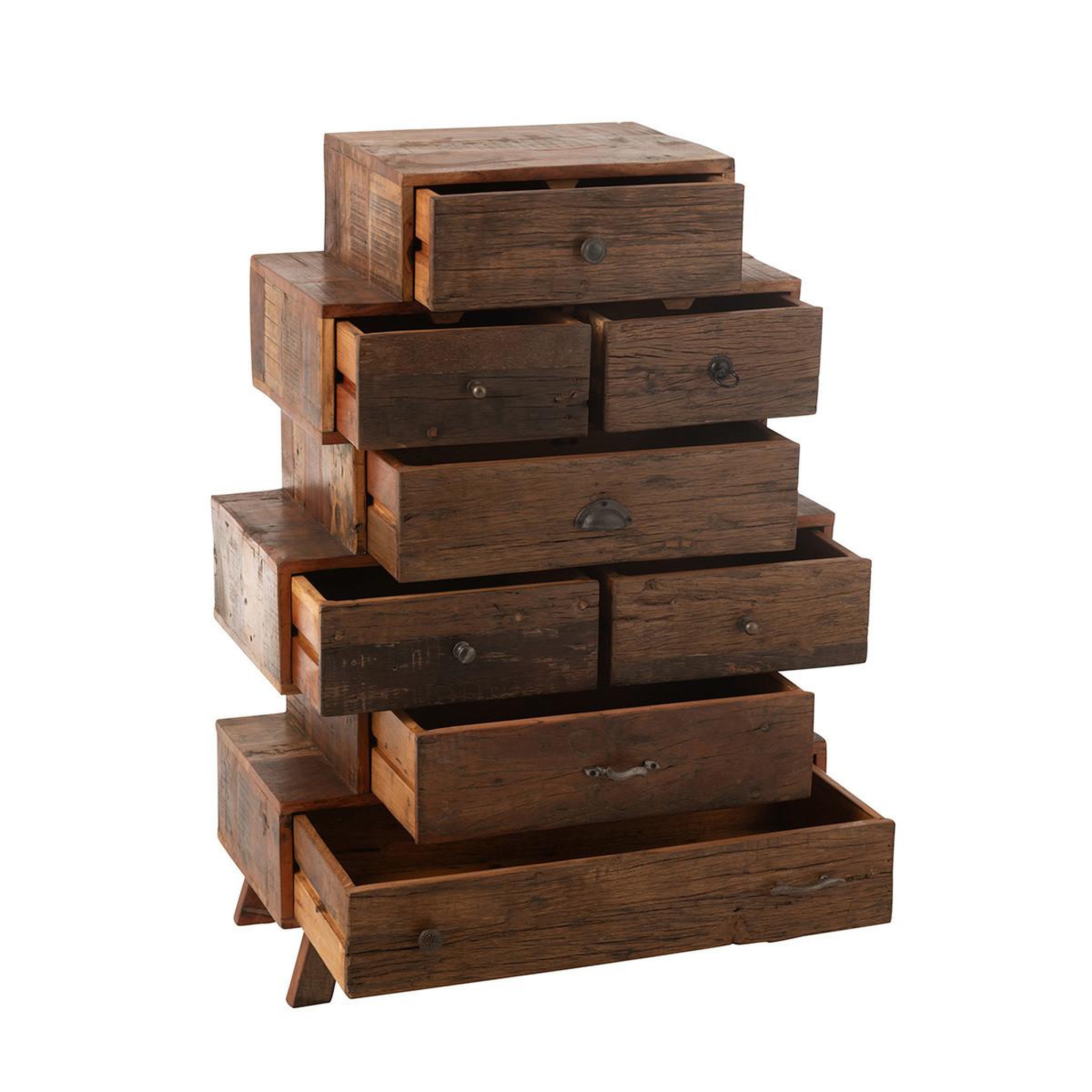 Voir la diapositive 5 : J-LINE Commode 8 tiroirs en bois  vinto  109cm naturel