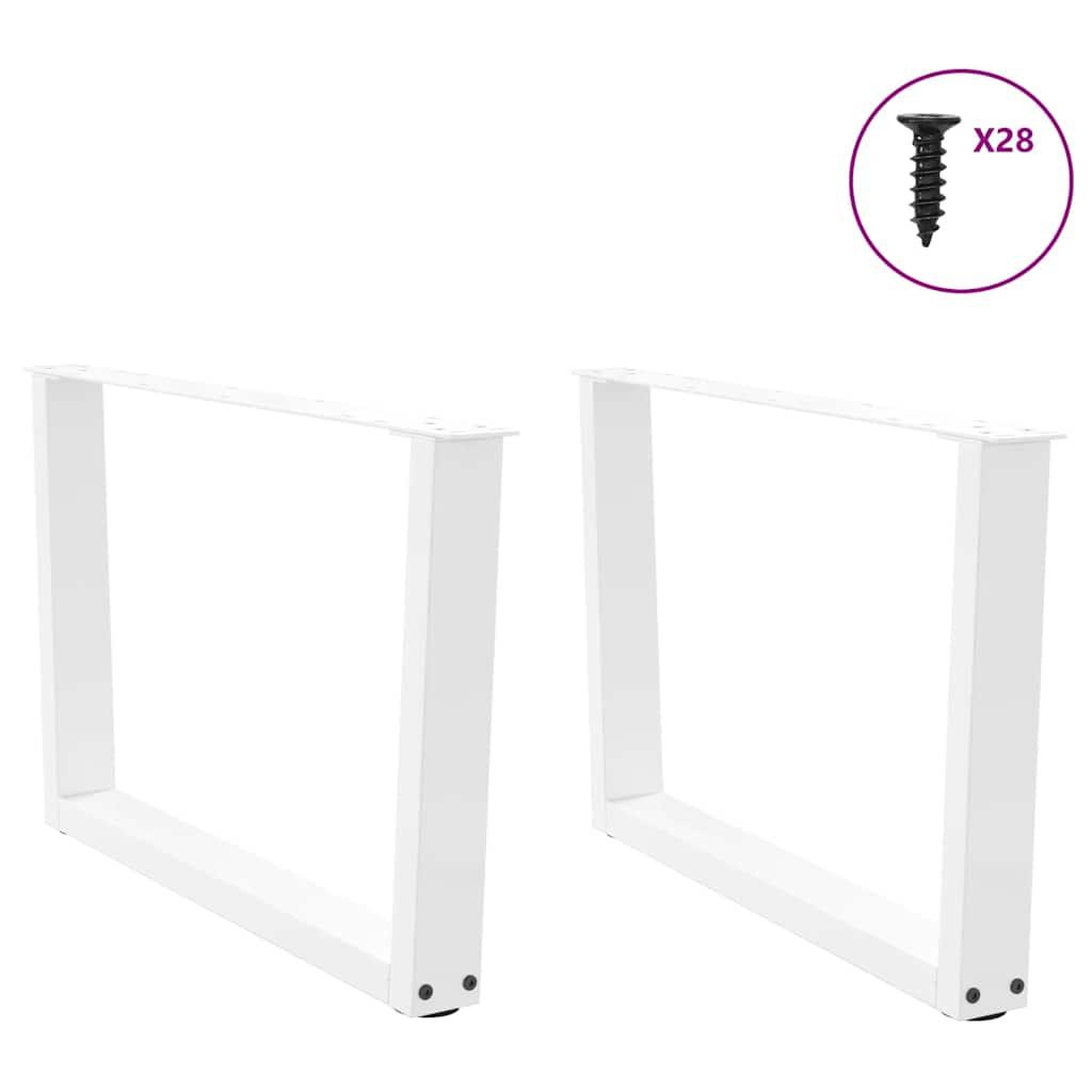 Voir la diapositive 4 : VIDAXL Pieds de table a manger forme V 2pcs blanc 70x(42-43,3)cm acier