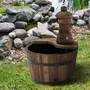OUTSUNNY Fontaine de jardin tonneau pompe à eau submersible incluse Ø 27 x 37H cm bois de pin marron
