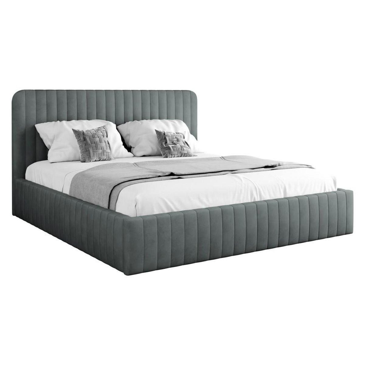 BEST MOBILIER Stuart - lit coffre - 160x200 cm - sommier inclus - en velours