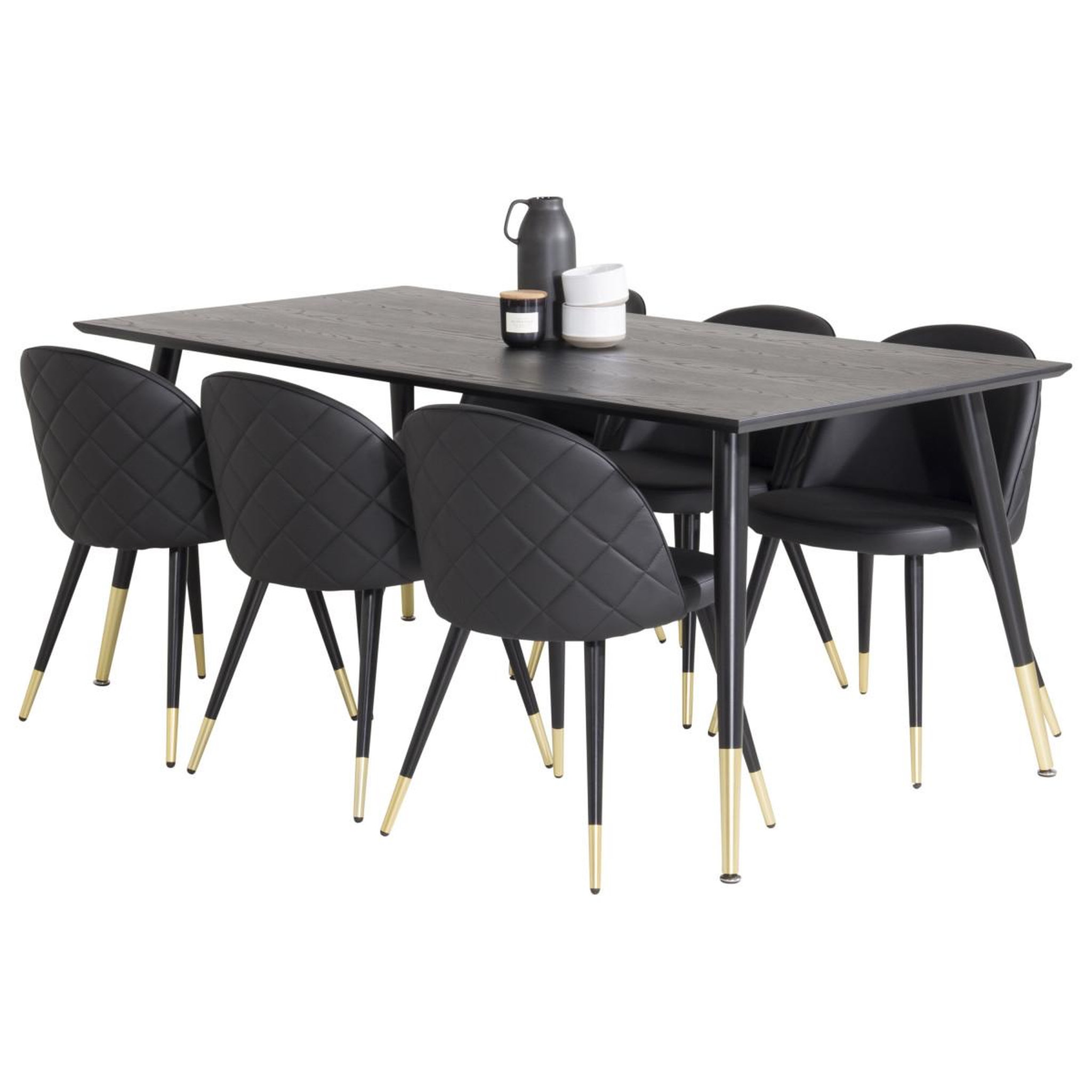 Voir la diapositive 3 : Paris Prix Ensemble table à manger design & 6 chaises  dipp & velvet  180cm noir