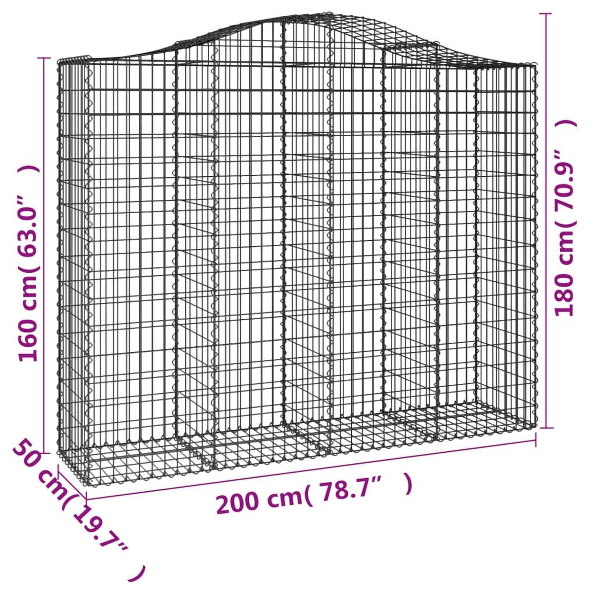Voir la diapositive 6 : VIDAXL Paniers a gabions arques 20 pcs 200x50x160/180 cm Fer galvanise